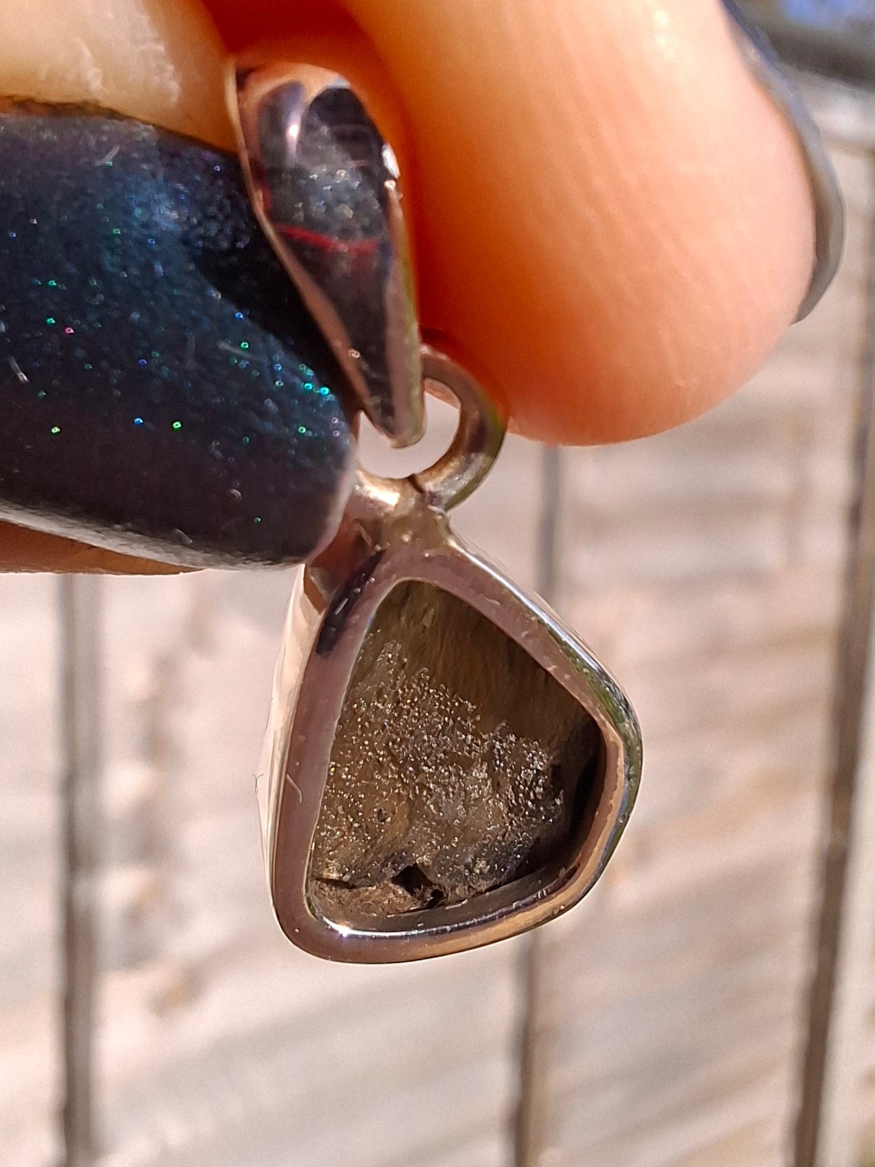 Moldavite Pendant, 925 silver, Tektite (P5)