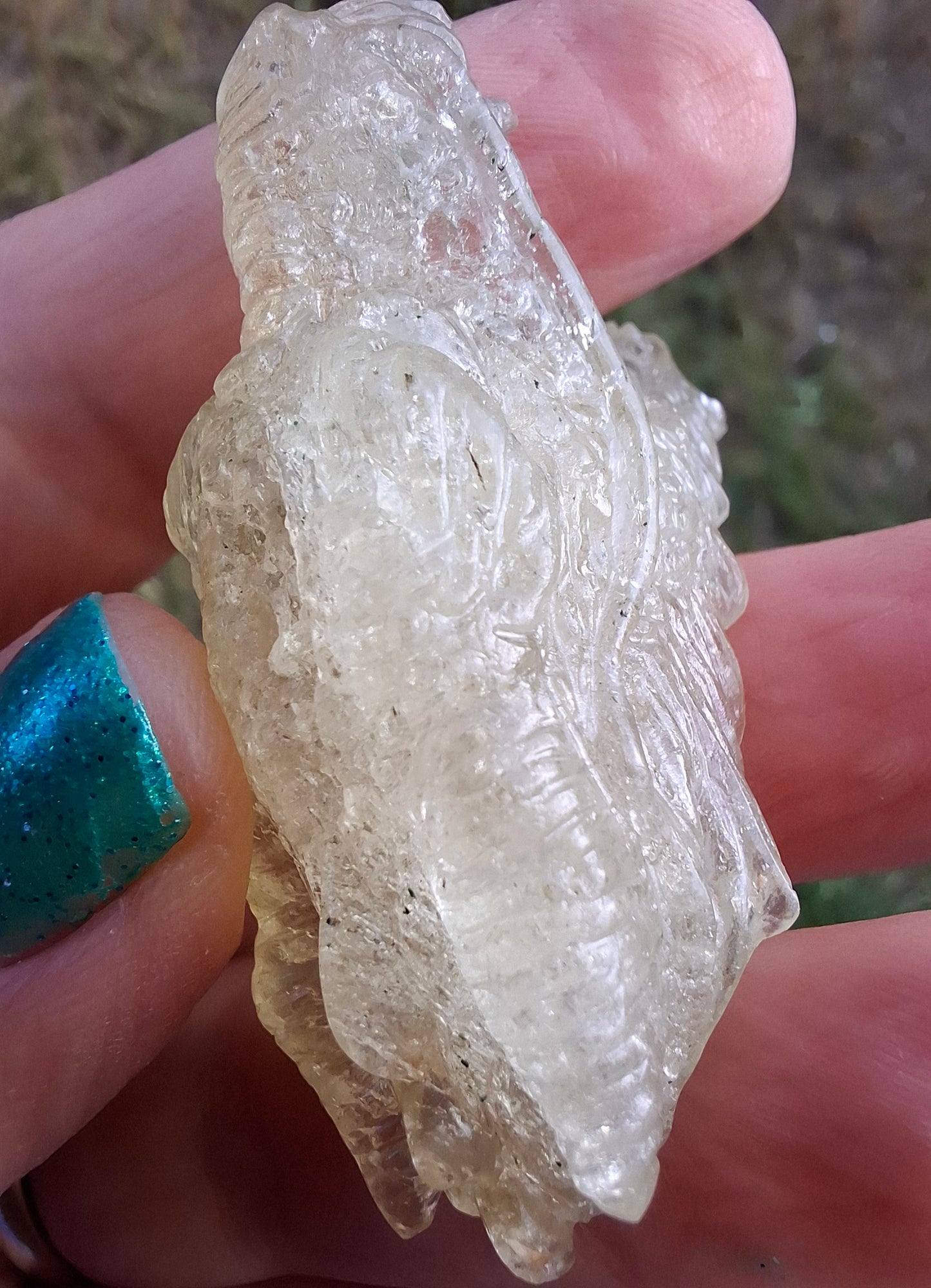 Libyan Desert Glass DRAGON HEAD carving, 22.42g, Tektite (Ref: Dragon 2)
