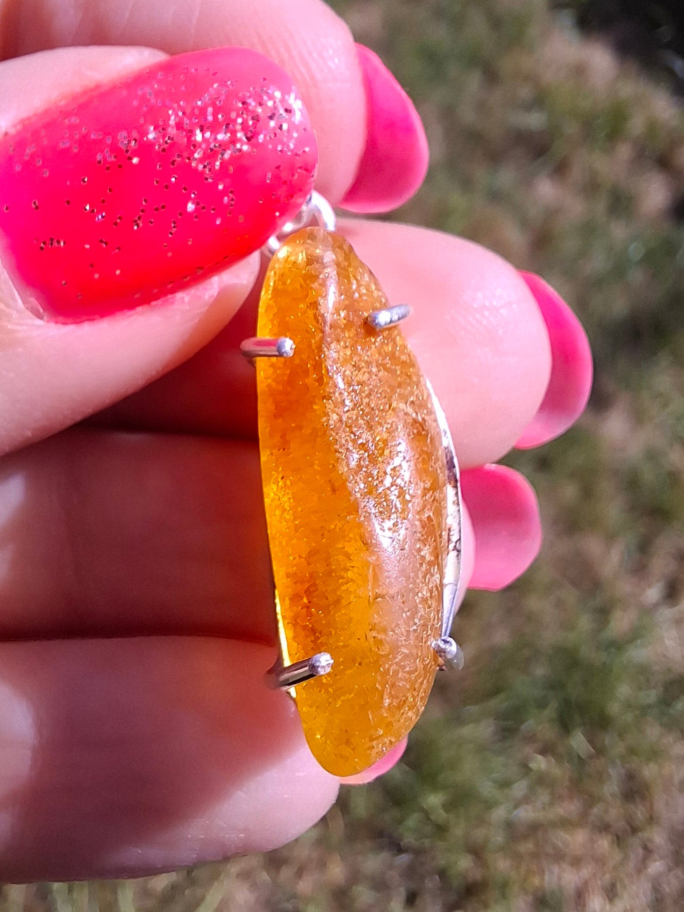 Baltic Amber Pendant, 925 Silver, Fossil (Ref: AP9)