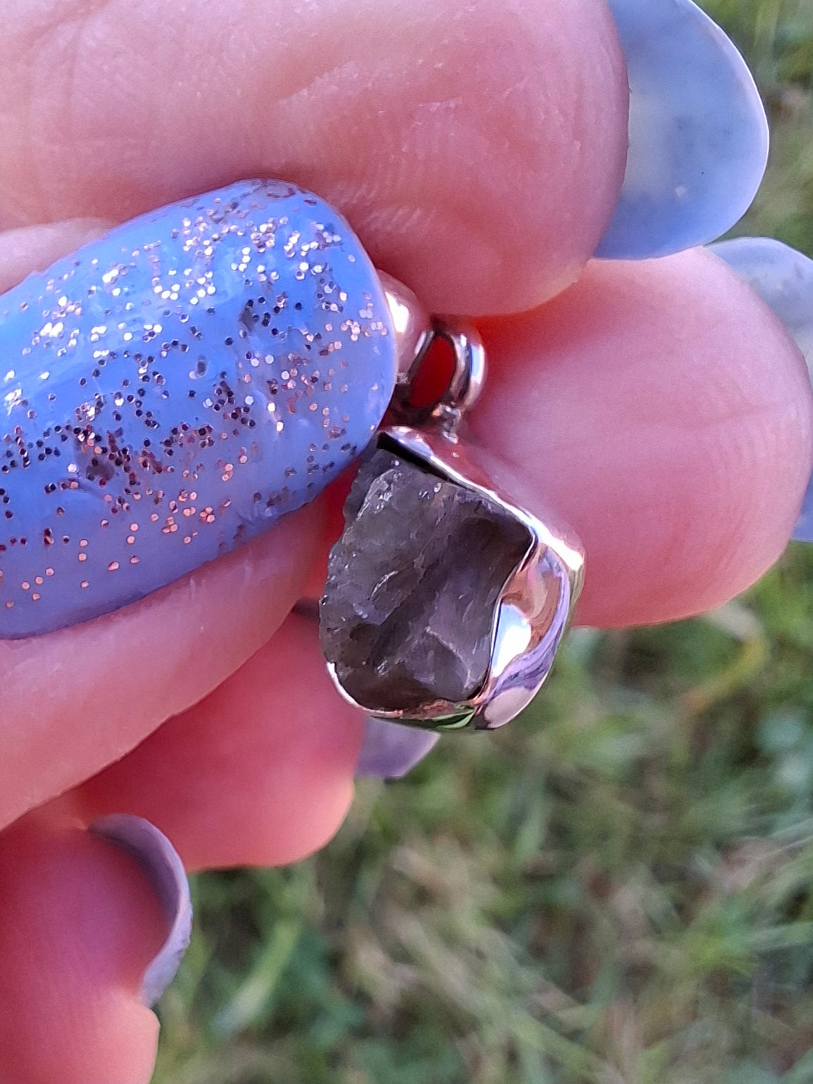 Moldavite Pendant, 925 Silver, Tektite (Ref: P92)