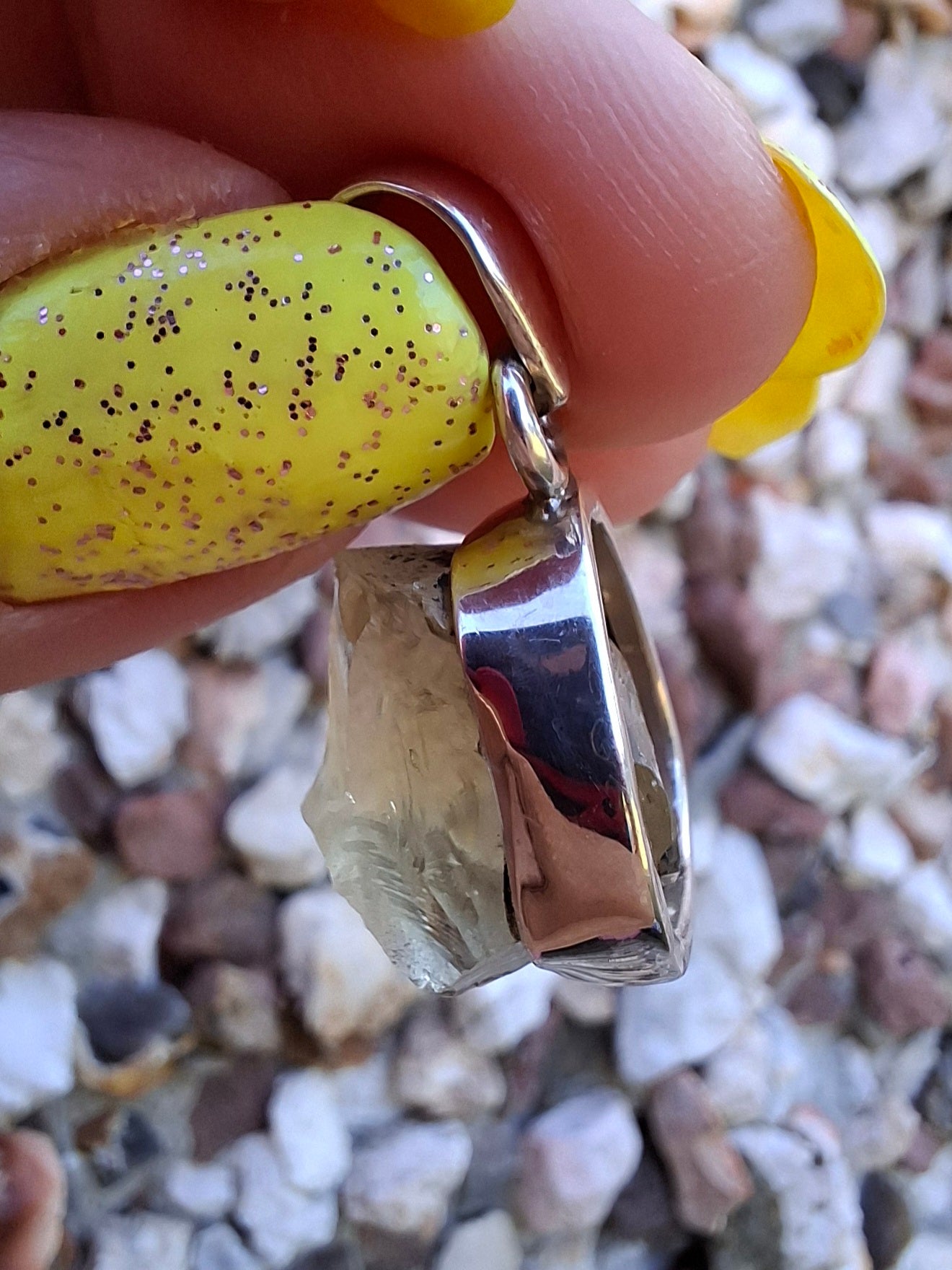 Libyan Desert Glass Pendant, 925 Silver, Tektite (Ref: LP76)