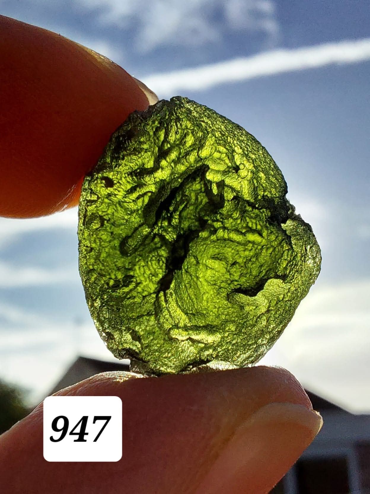 Moldavite Piece, NESMEN,  5.48g, Tektite (Ref: 947)
