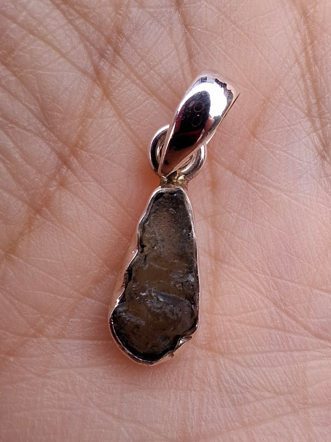 Moldavite Pendant, 925 Silver, Tektite (Ref: P73)
