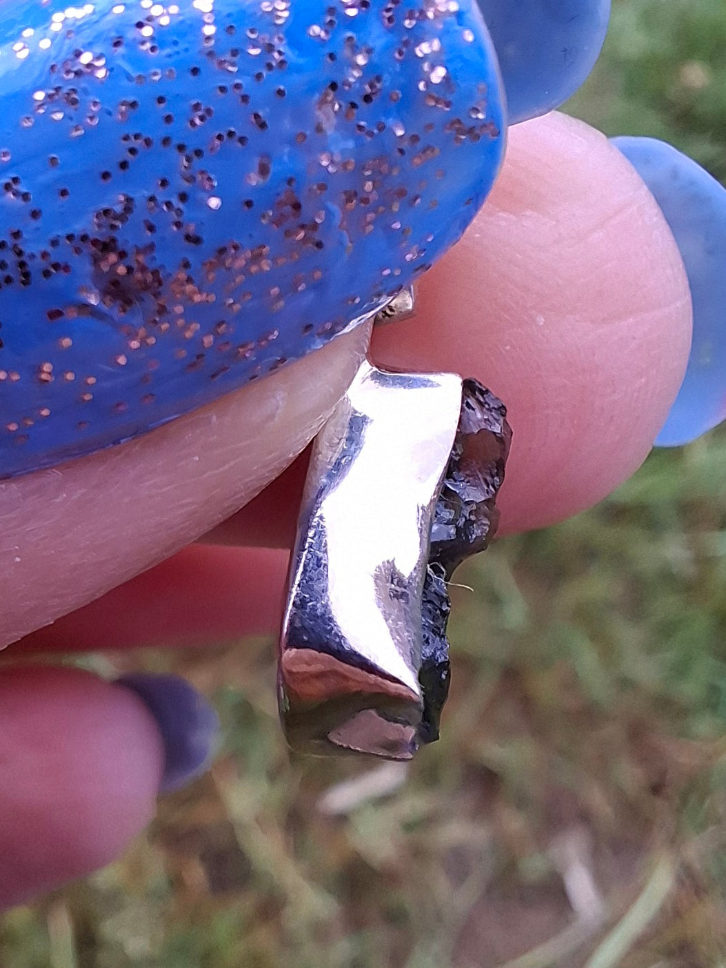 Moldavite Pendant, 925 Silver, Tektite (Ref: P74)