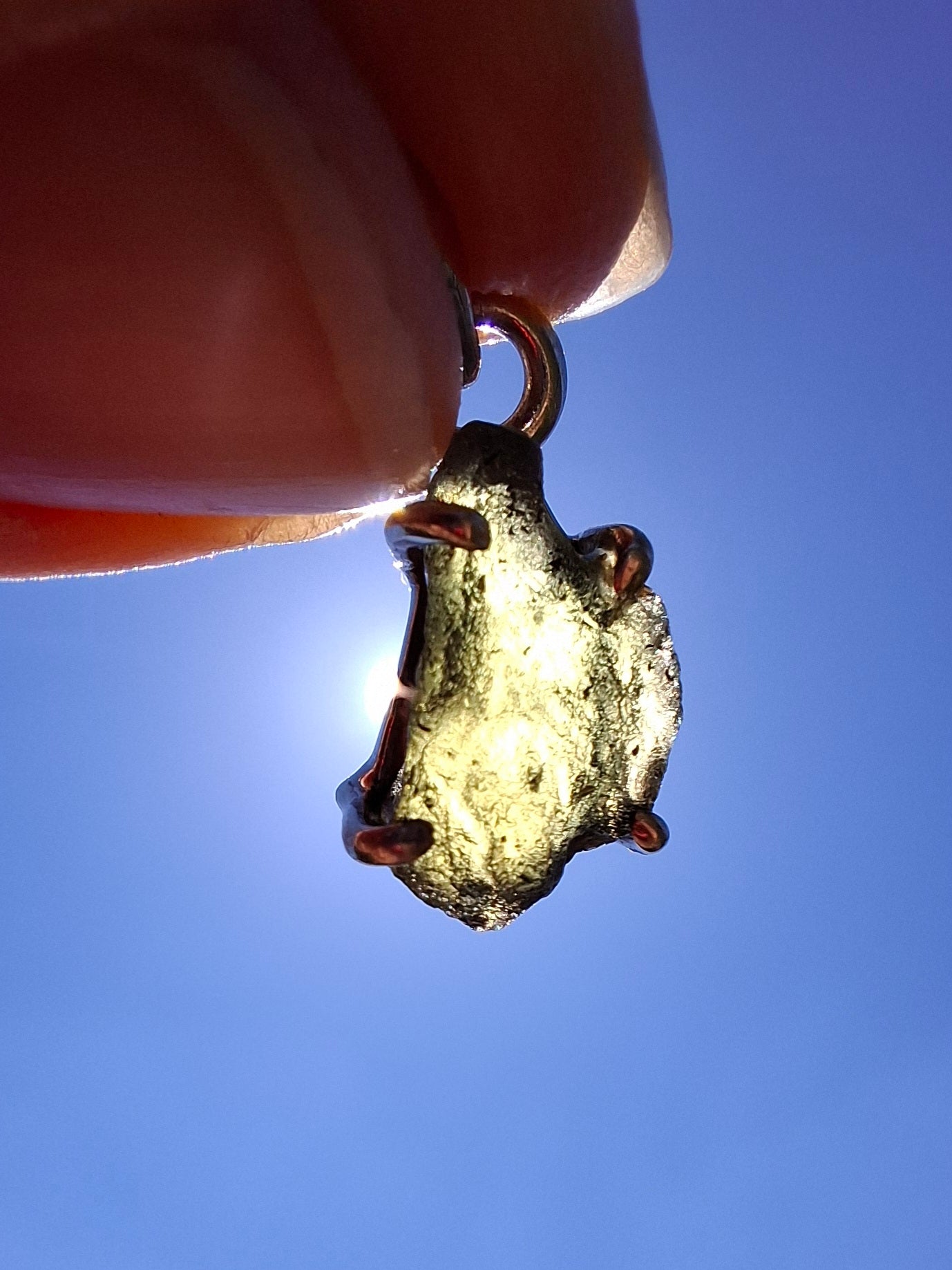 Moldavite Claw Pendant, 925 Silver, Tektite (Ref: P19)