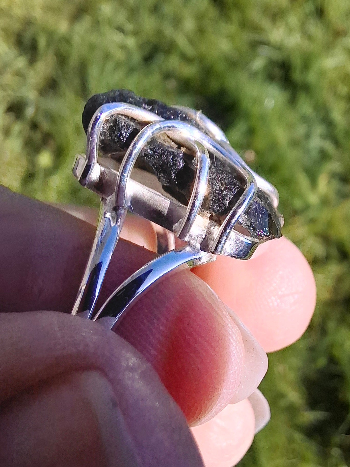 Moldavite Ring, size W, 925 silver, Tektite (Ref: R16)