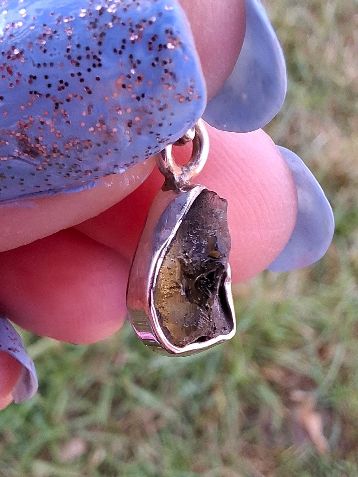 Moldavite Pendant, 925 Silver, Tektite (Ref: P42)