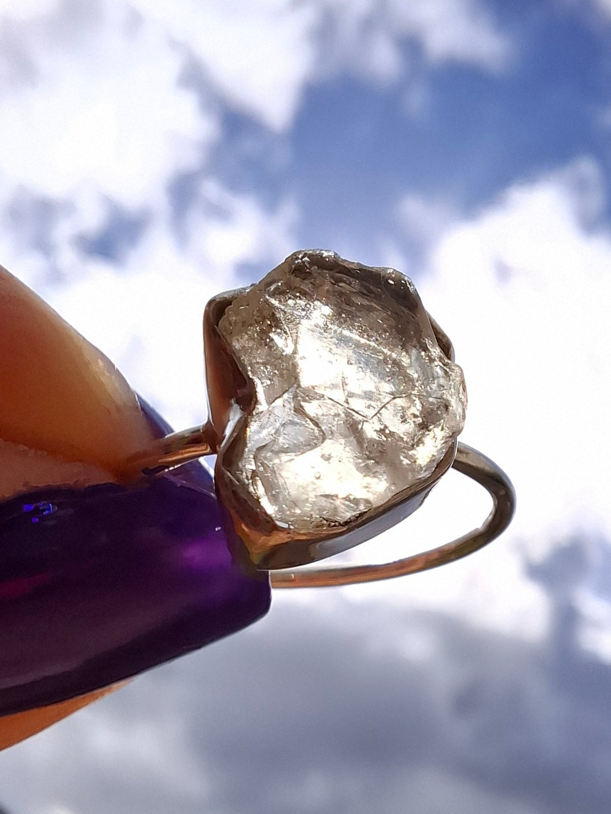 Libyan Desert Glass Ring, size large R/small S, 925 Silver, Tektite (Ref: LR43)