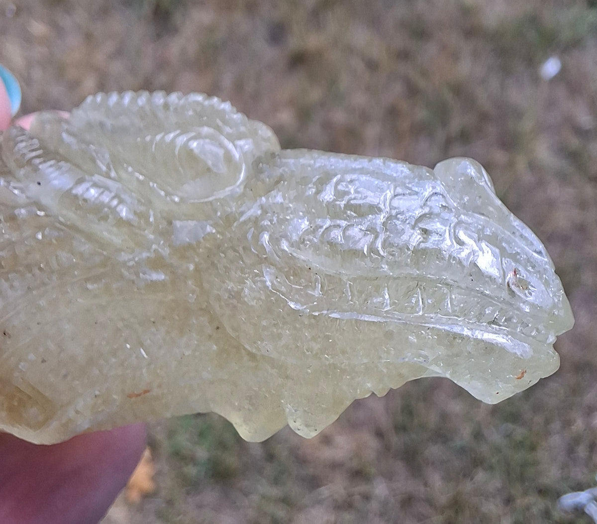 Libyan Desert Glass DRAGON HEAD carving, 48.11g, Tektite (Ref: Dragon4)