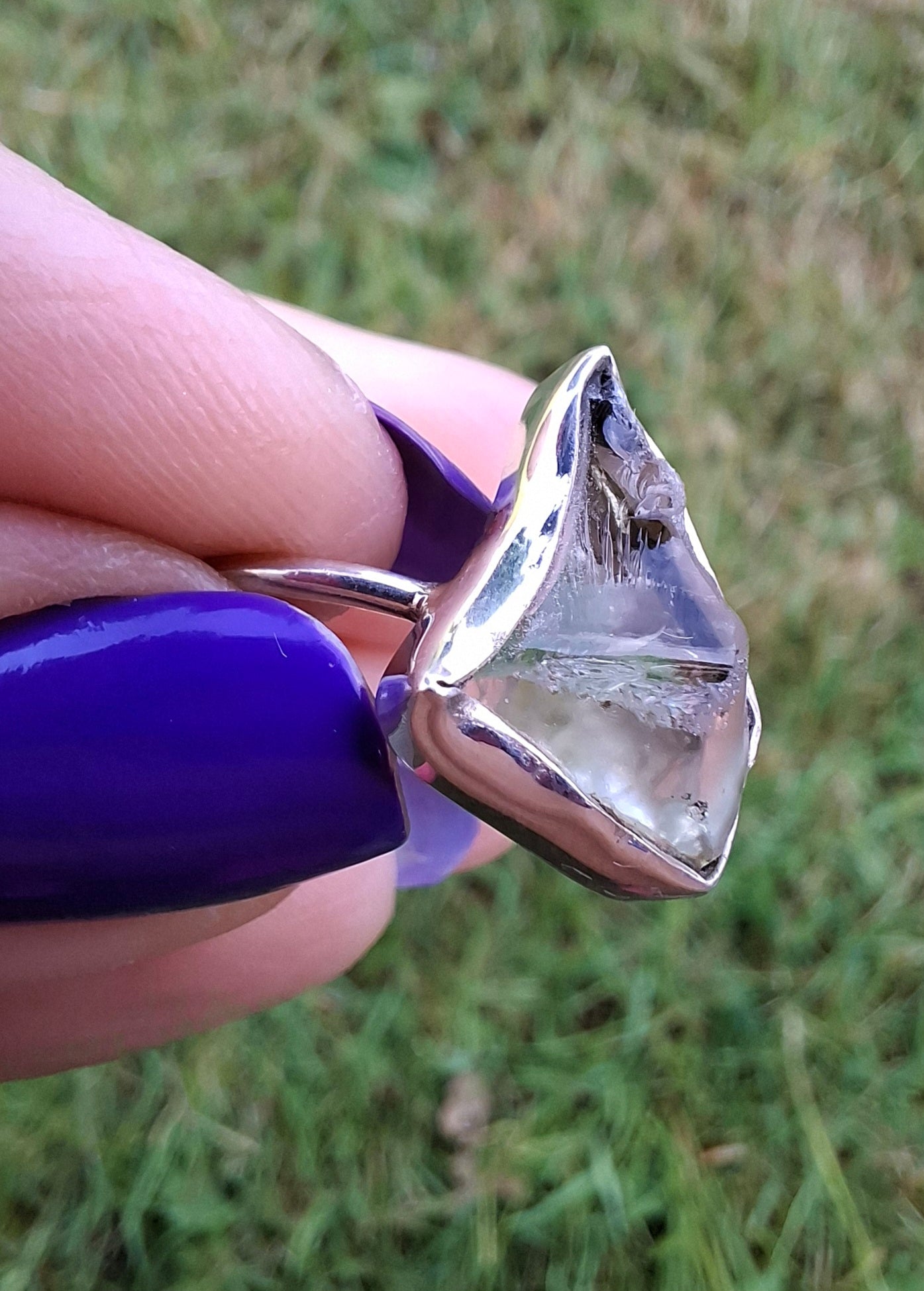 Libyan Desert Glass Ring, size large W, 925 Silver, Tektite (Ref: LR62)