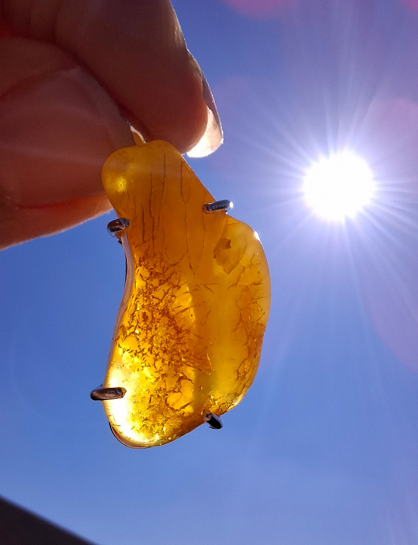 Baltic Amber Pendant, 925 Silver, Fossil (Ref: AP7)