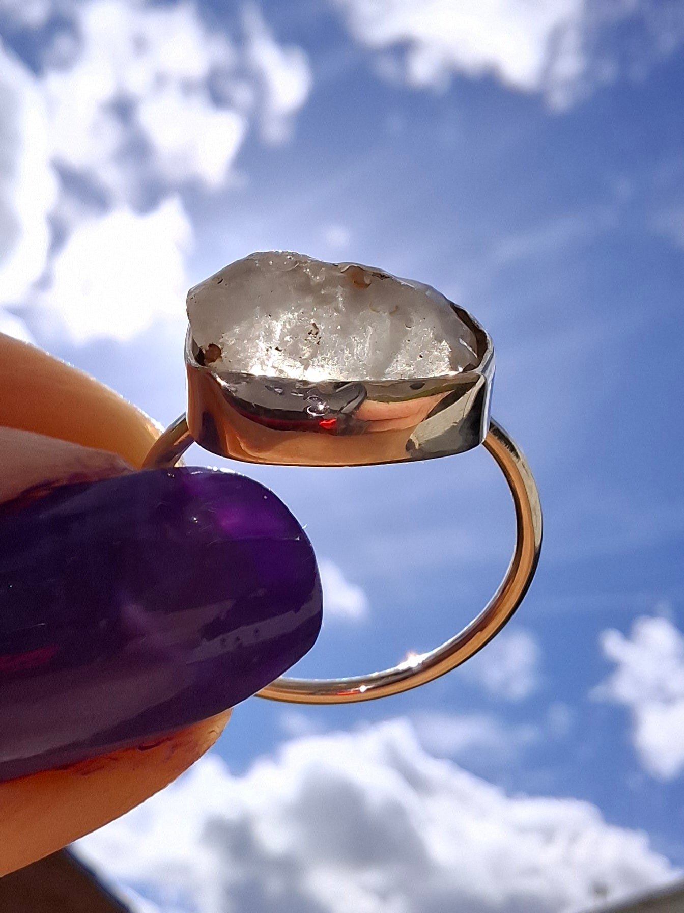 Libyan Desert Glass Ring, size P, 925 Silver, Tektite (Ref: LR27)