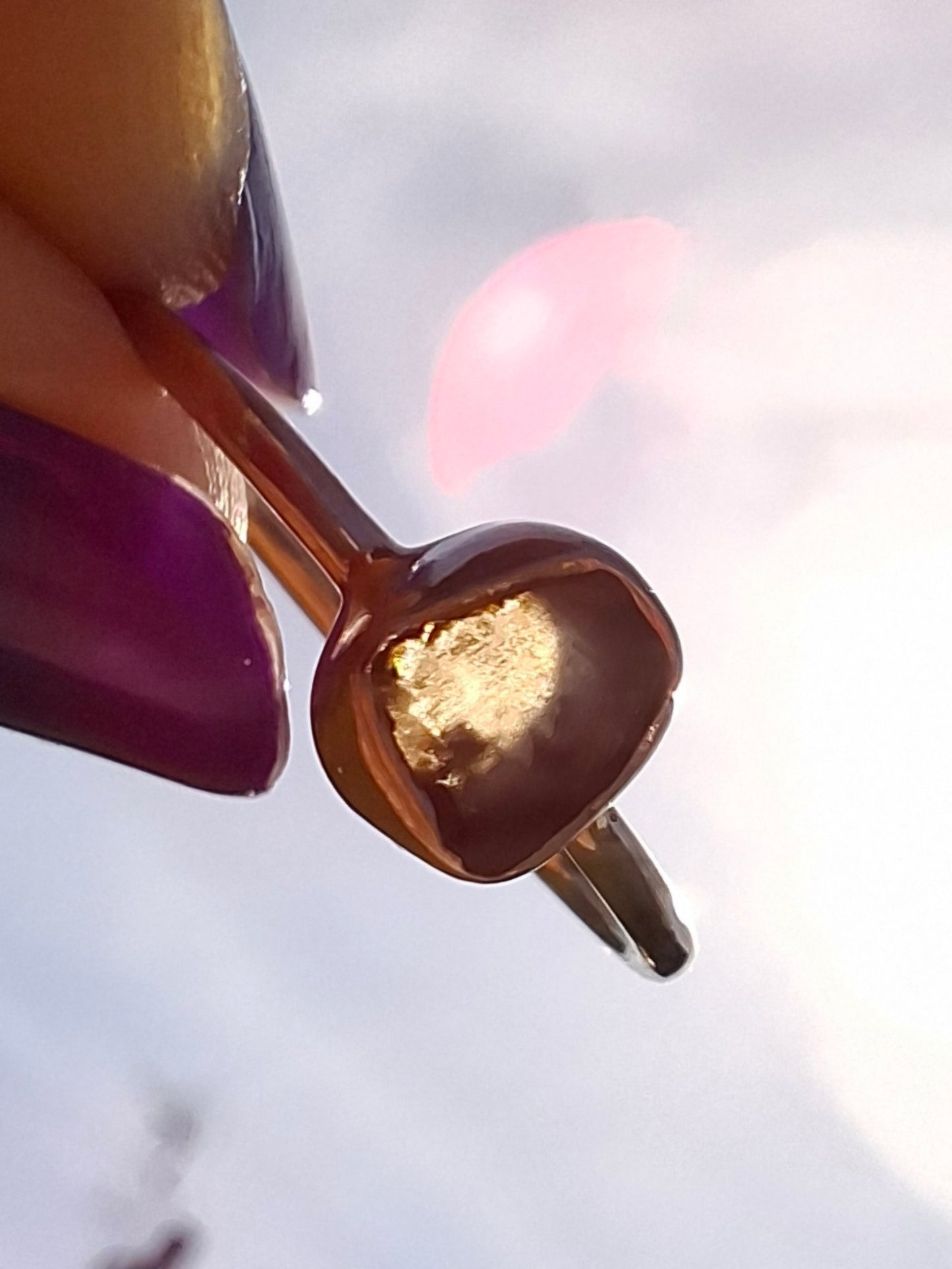 Moldavite Ring, size small L, 925 Silver, Tektite (Ref: R63)
