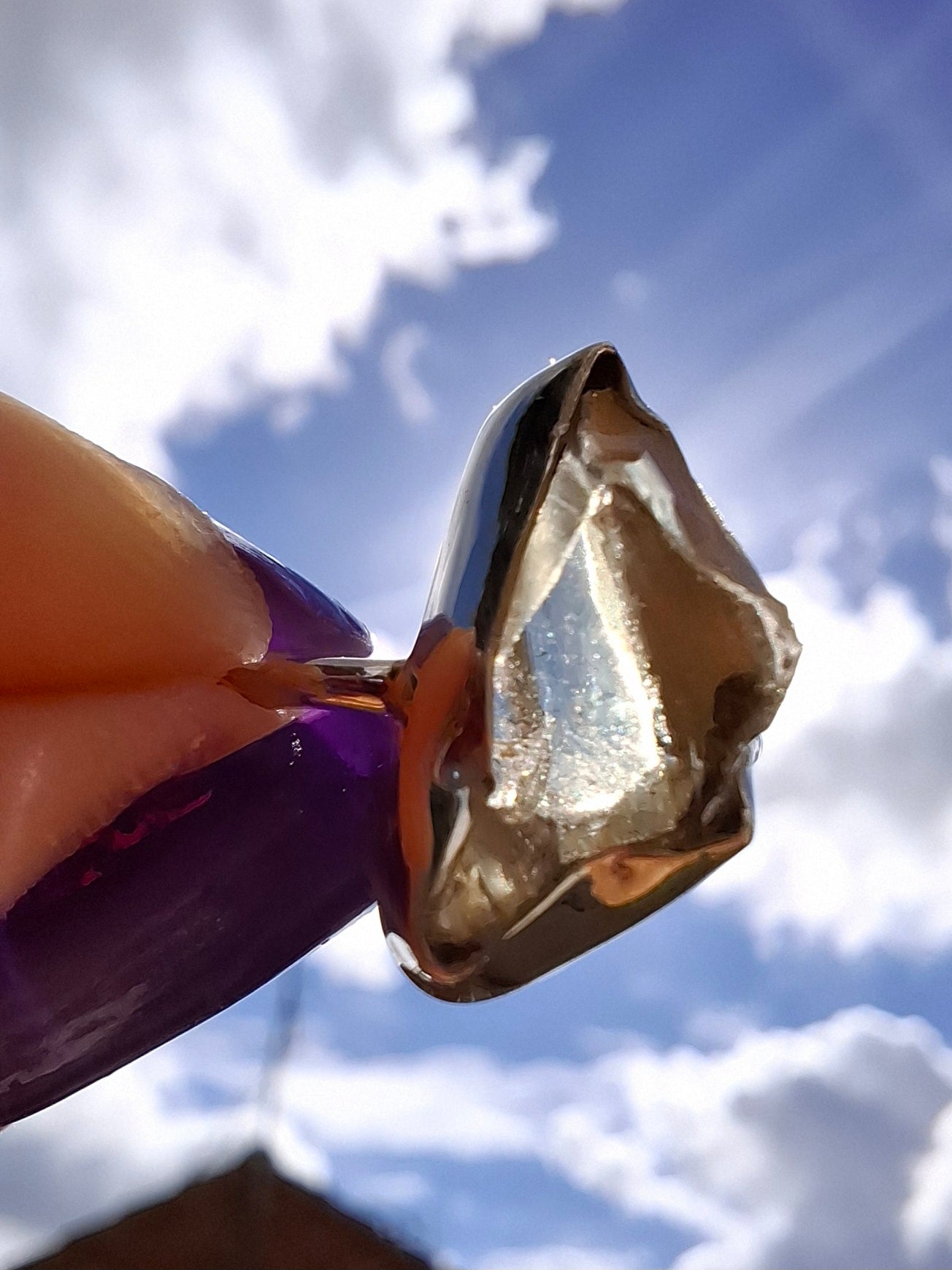Libyan Desert Glass Ring, size large G, 925 Silver, Tektite (Ref: LR4)