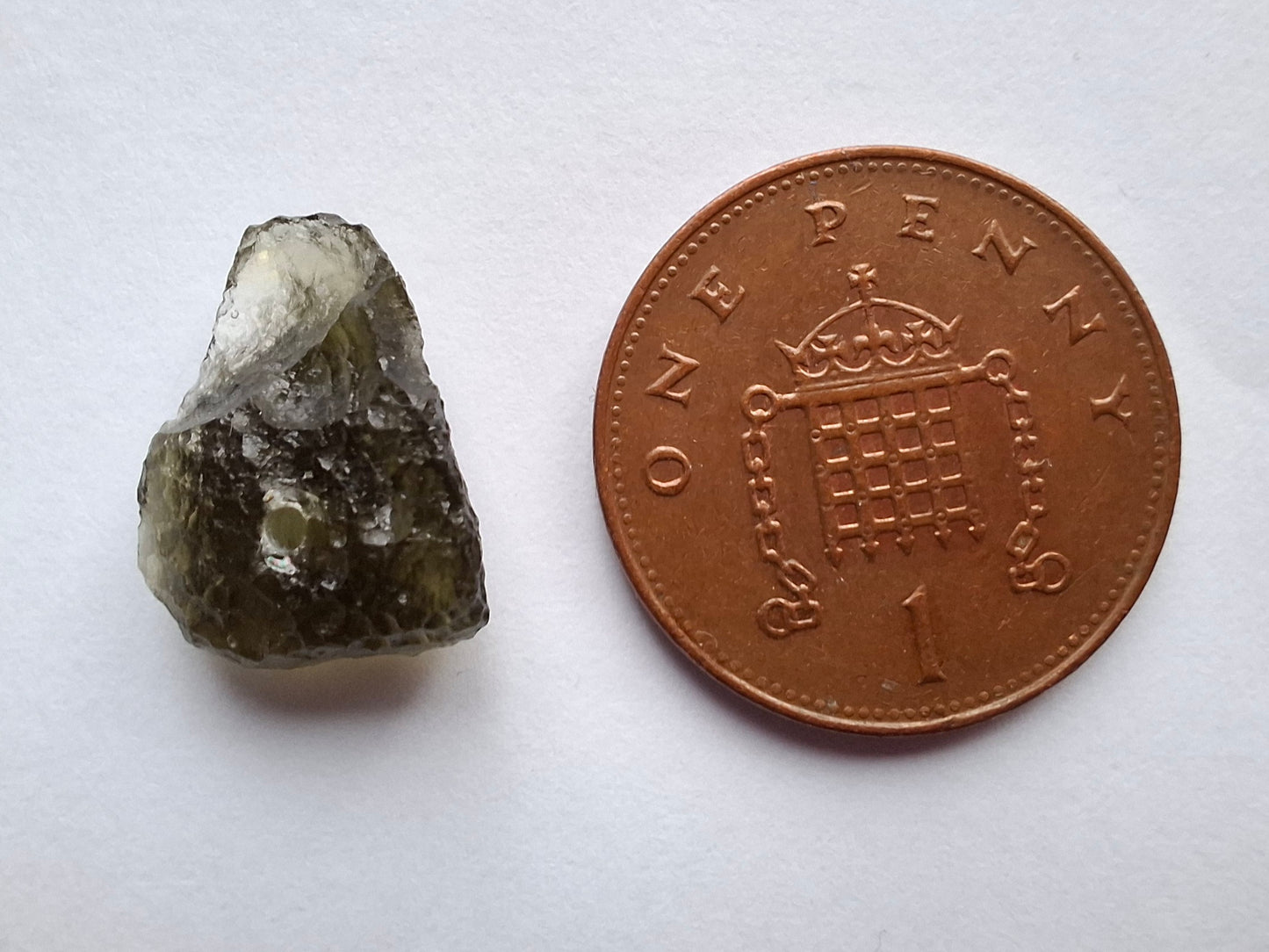 DRILLED, Moldavite Piece, 1.07g, Tektite (Ref: D30)