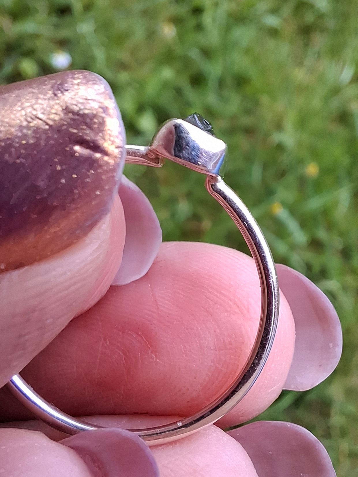 Moldavite Ring, size large R/small S, 925 Silver, Tektite (Ref: R54)