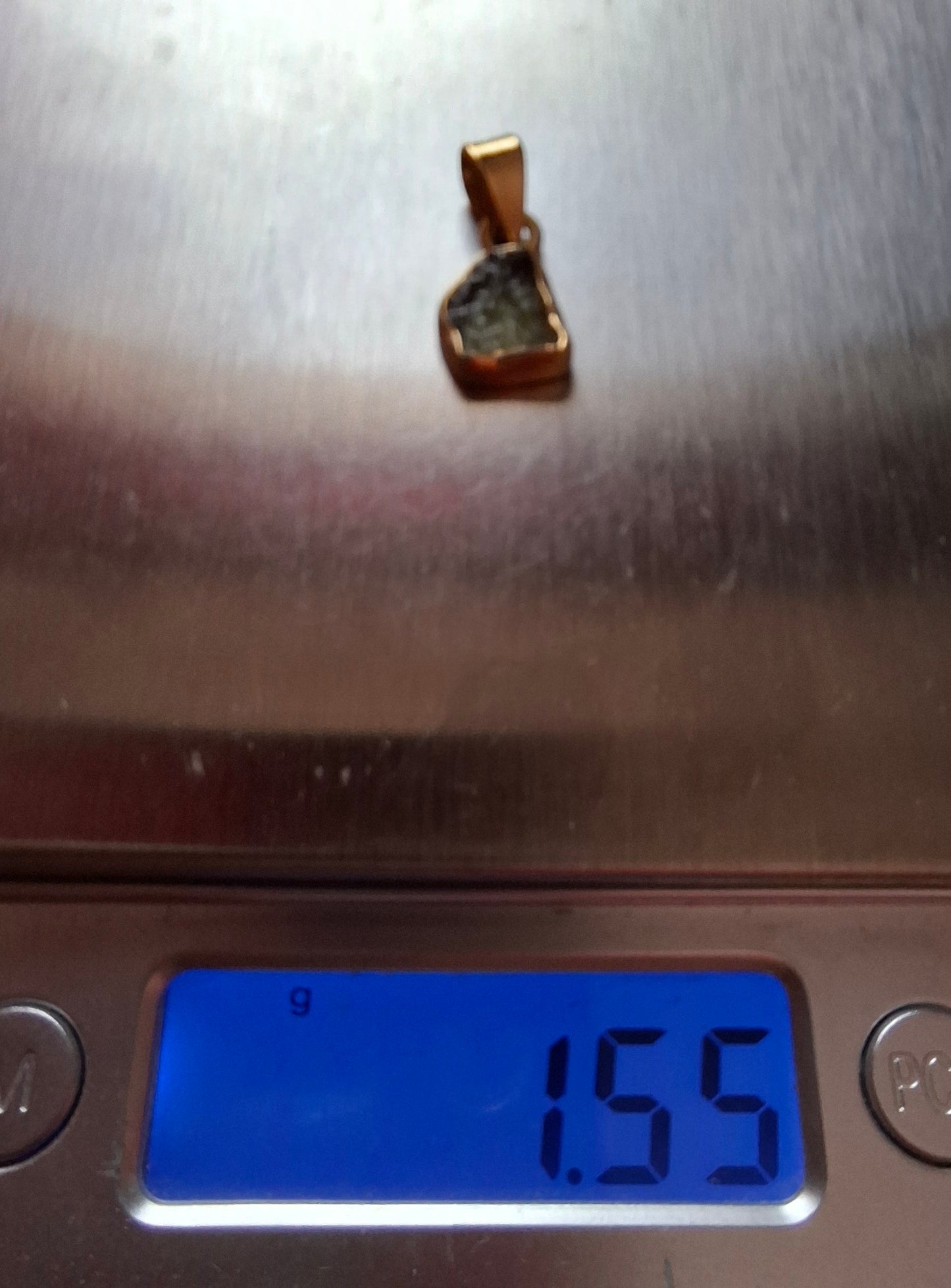 Moldavite Pendant, 14K GOLD Plated, Tektite (Ref: P448)