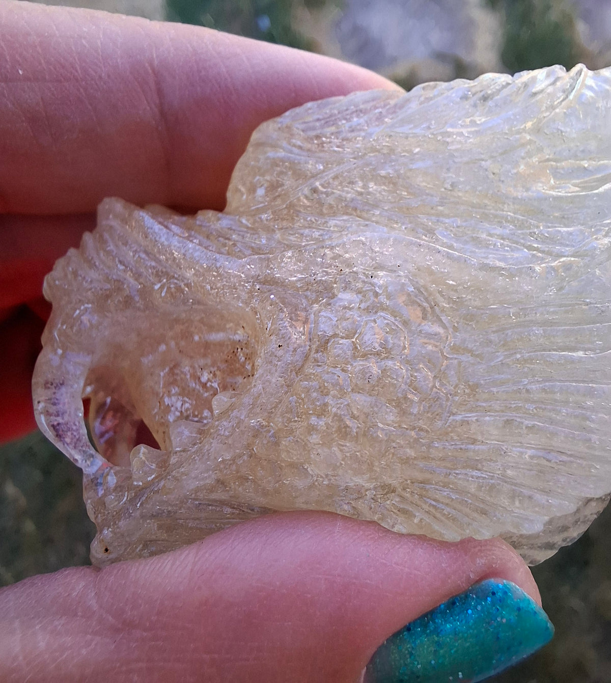 Libyan Desert Glass DRAGON HEAD Carving, 75.84g, Tektite (Ref: Dragon1)