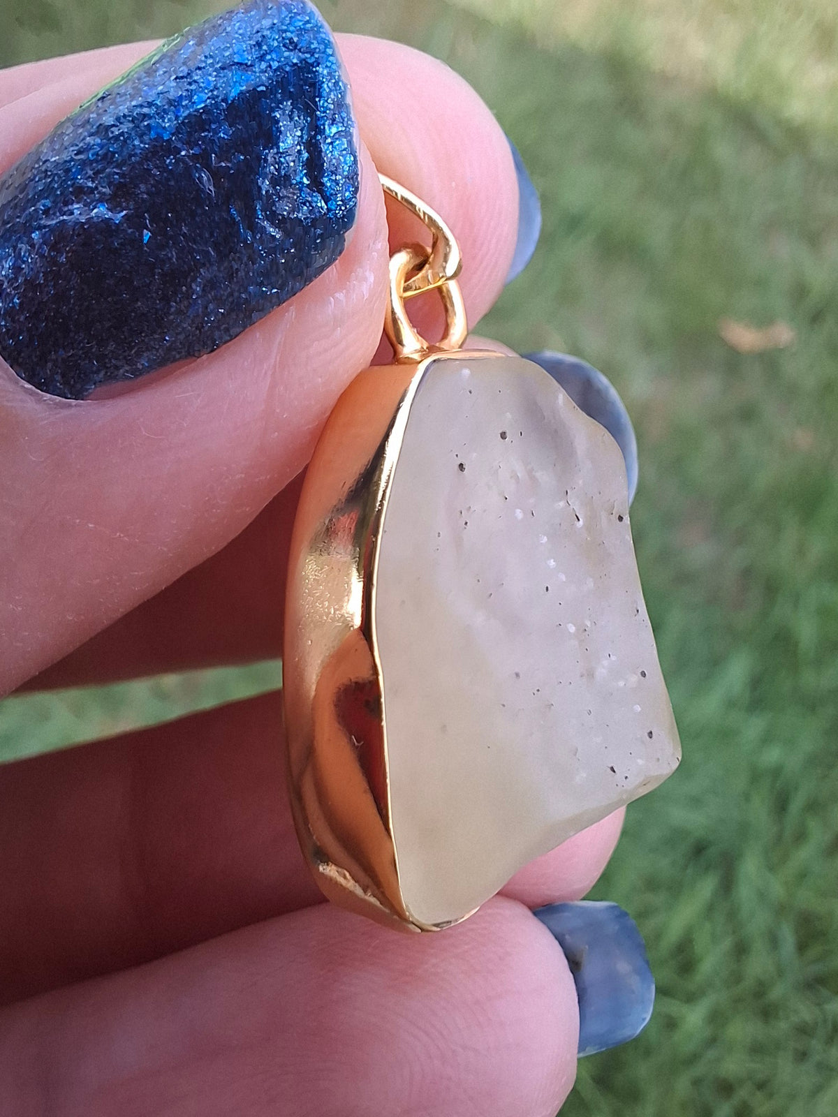 Libyan Desert Glass Pendant, 14K GOLD Plated, Tektite (Ref: LP123)