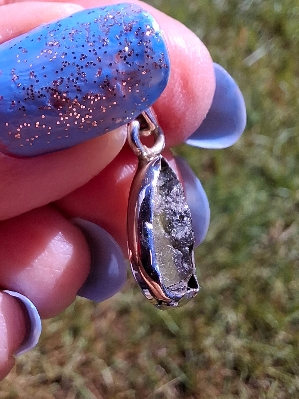 Moldavite Pendant, 925 Silver, Tektite (Ref: P95)