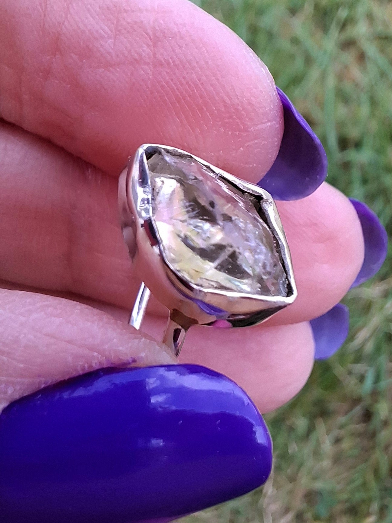 Libyan Desert Glass Ring, size L, 925 Silver, Tektite (Ref: LR18)