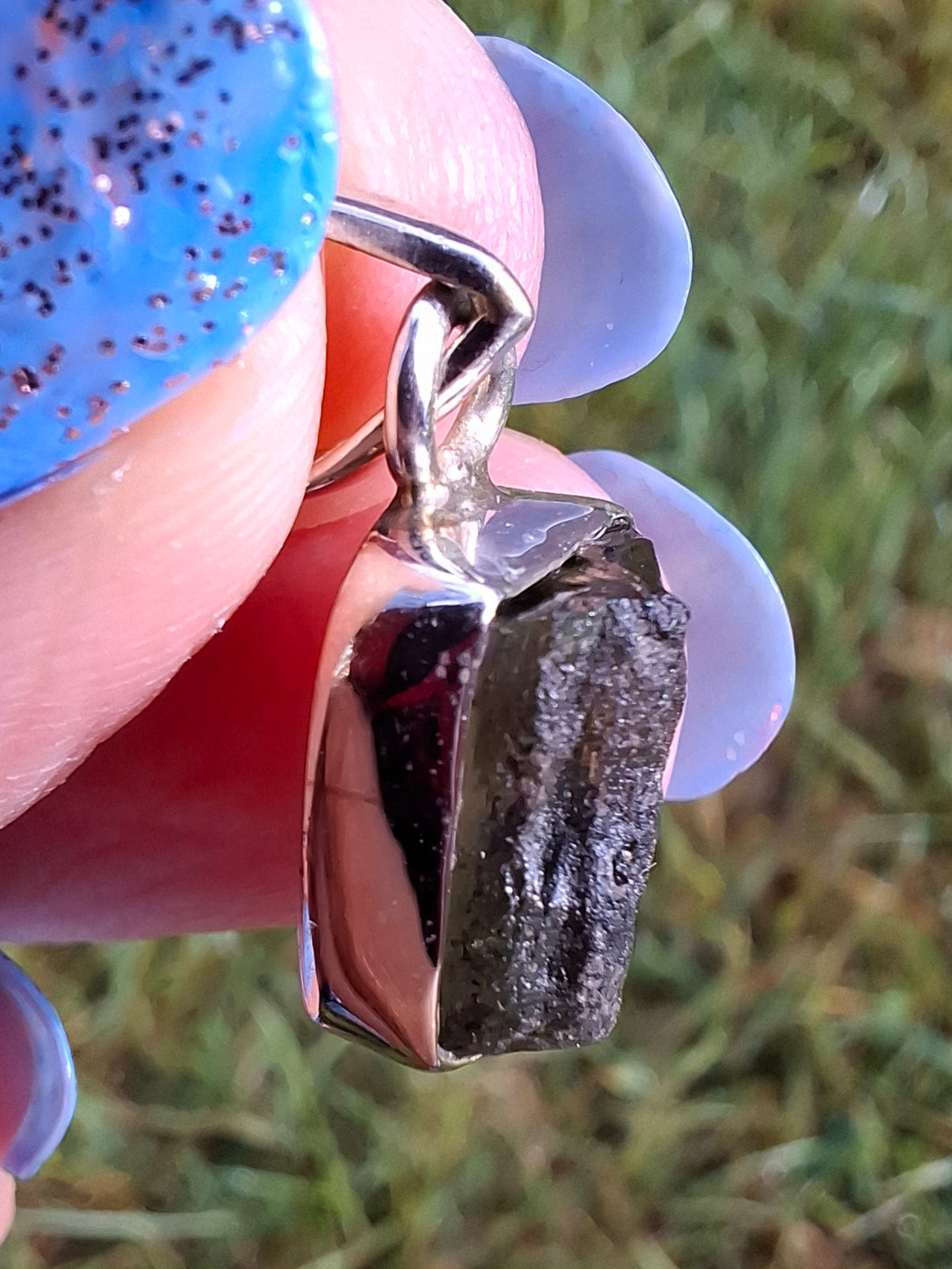 Moldavite Pendant, 925 Silver, Tektite (Ref: P31)