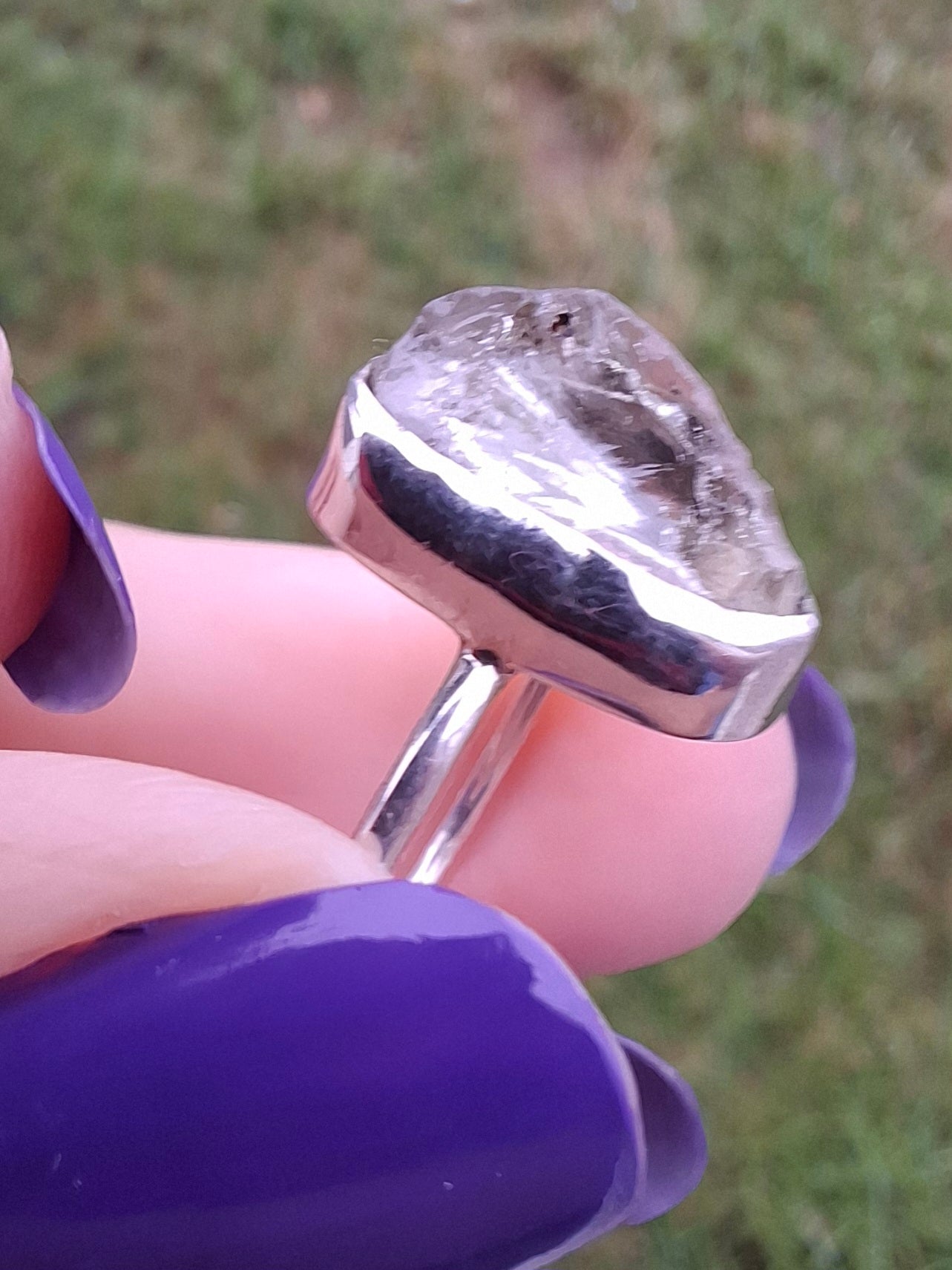 Libyan Desert Glass Ring, size large P, 925 Silver, Tektite (Ref: LR28)