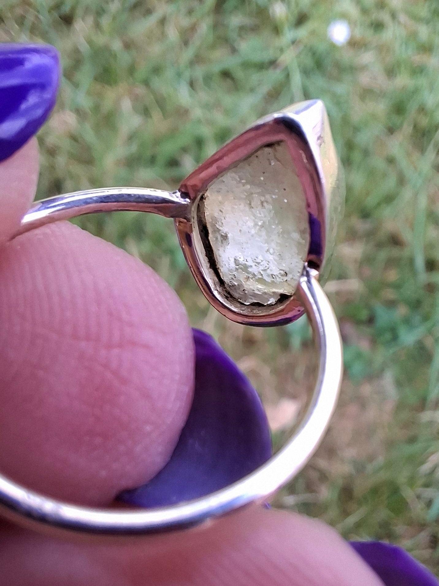 Libyan Desert Glass Ring, size Large O, 925 Silver, Tektite (Ref: LR21)