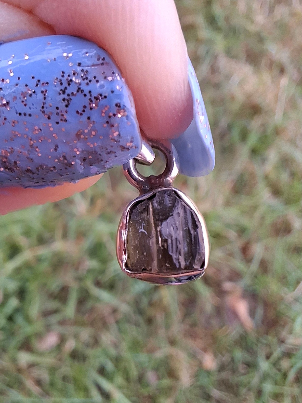 Moldavite Pendant, 925 Silver, Tektite (Ref: P50)