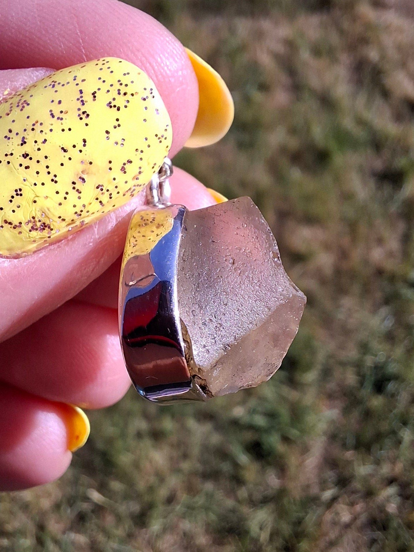 Libyan Desert Glass Pendant, 925 Silver, Tektite (Ref: LP76)