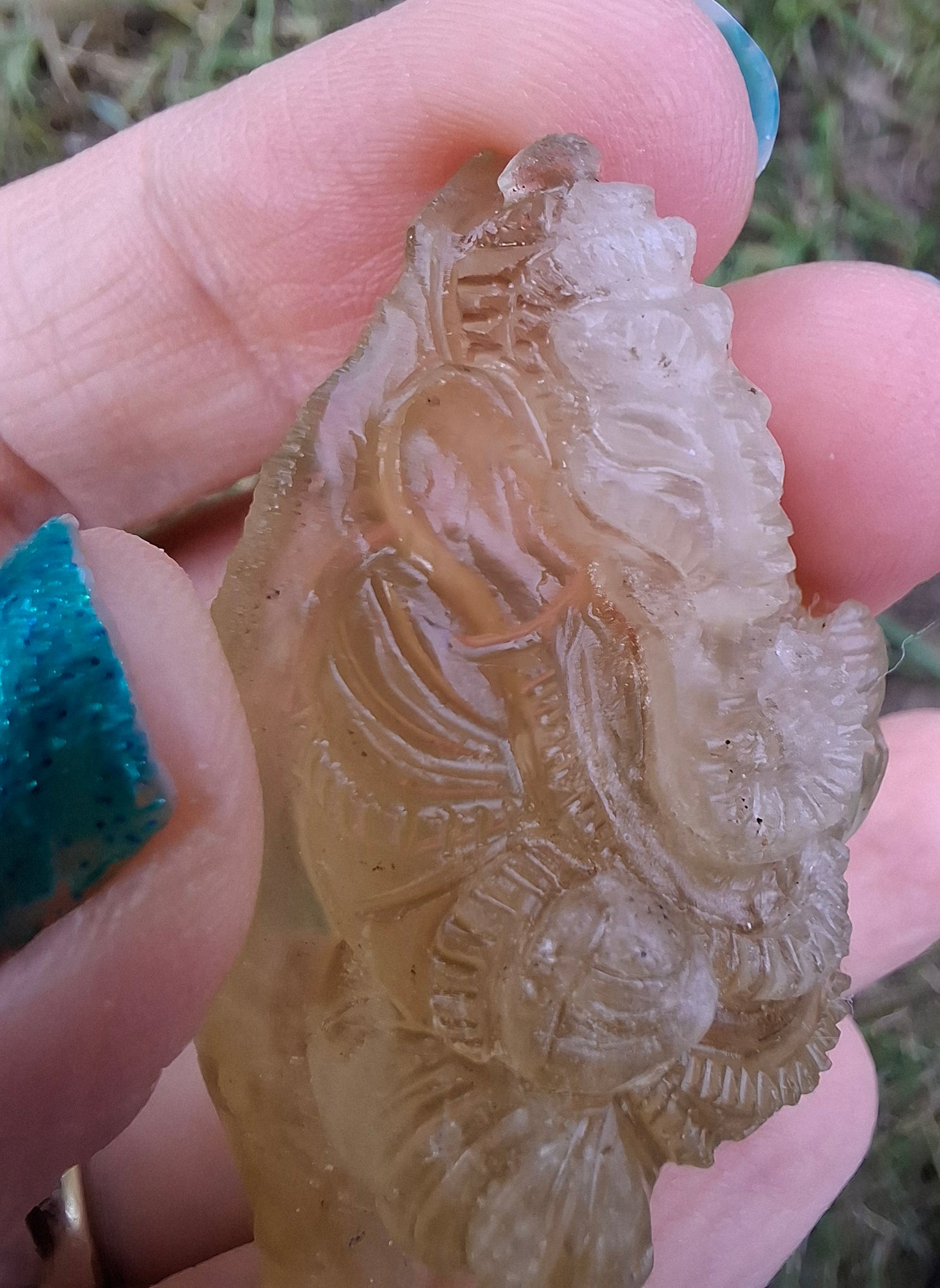 Libyan Desert Glass carving, GANESHA, 26.47g, Tektite (Ref: Ganesha1)