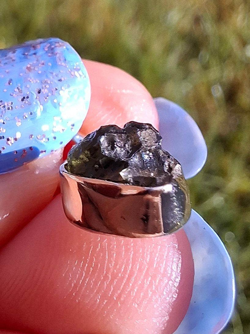Moldavite Pendant, 925 Silver, Tektite (Ref: P45)