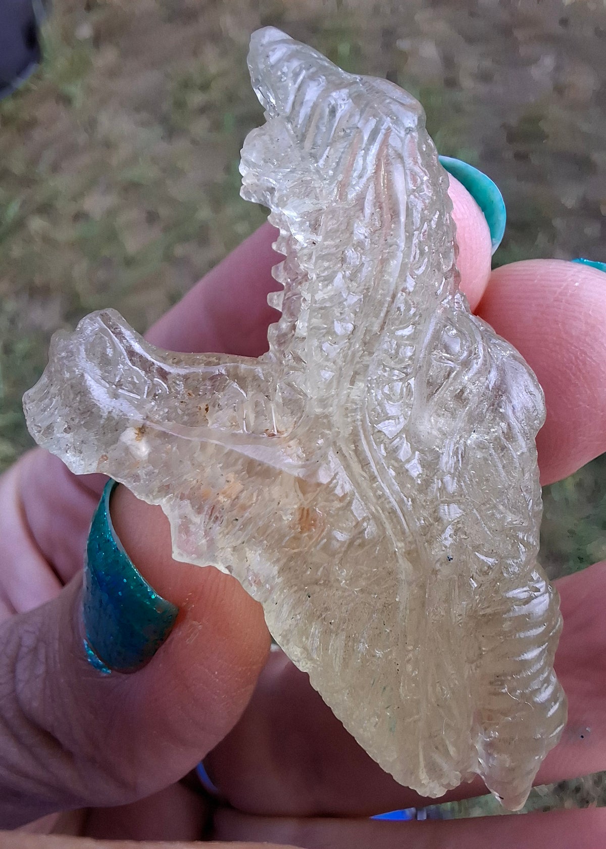 Libyan Desert Glass DRAGON HEAD carving, 22.42g, Tektite (Ref: Dragon 2)