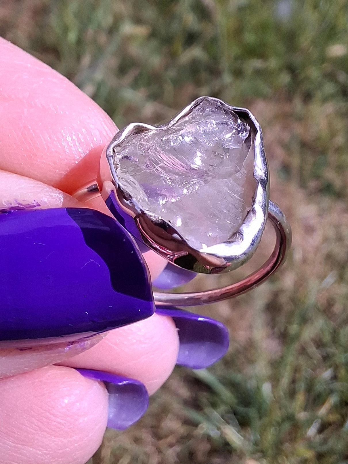 Libyan Desert Glass Ring, size large P, 925 Silver, Tektite (Ref: LR32)