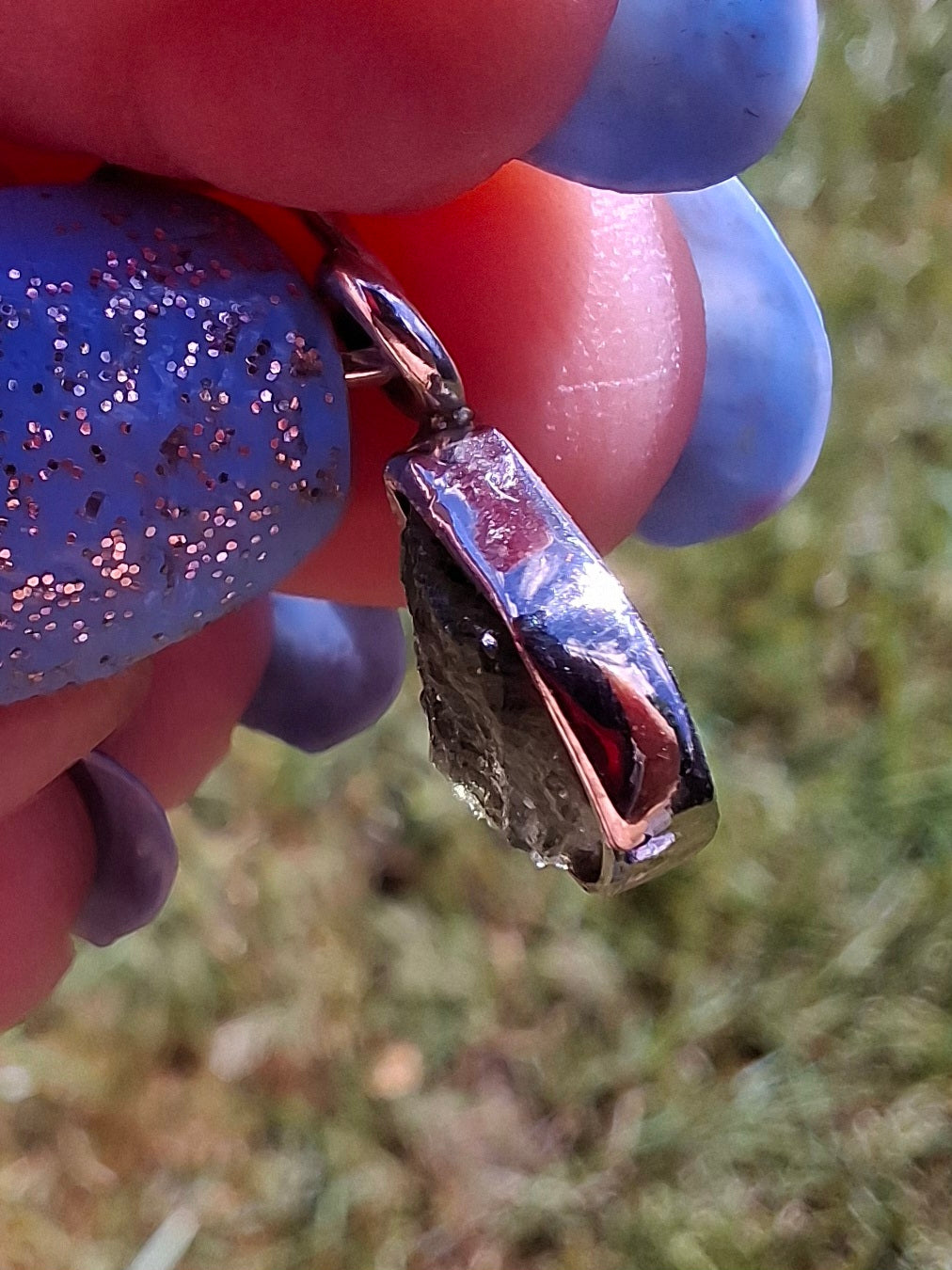 Moldavite Pendant, 925 Silver, Tektite (Ref: P88)