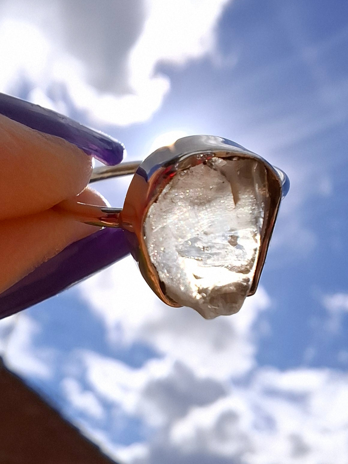 Libyan Desert Glass Ring, size large J, 925 Silver, Tektite (Ref: LR9)