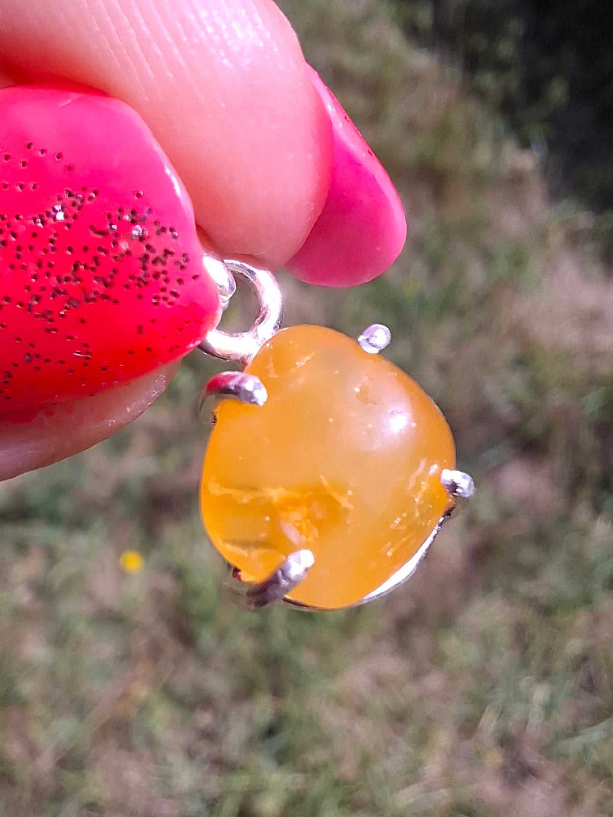 Baltic Amber Pendant, 925 Silver, Fossil (Ref: AP18)