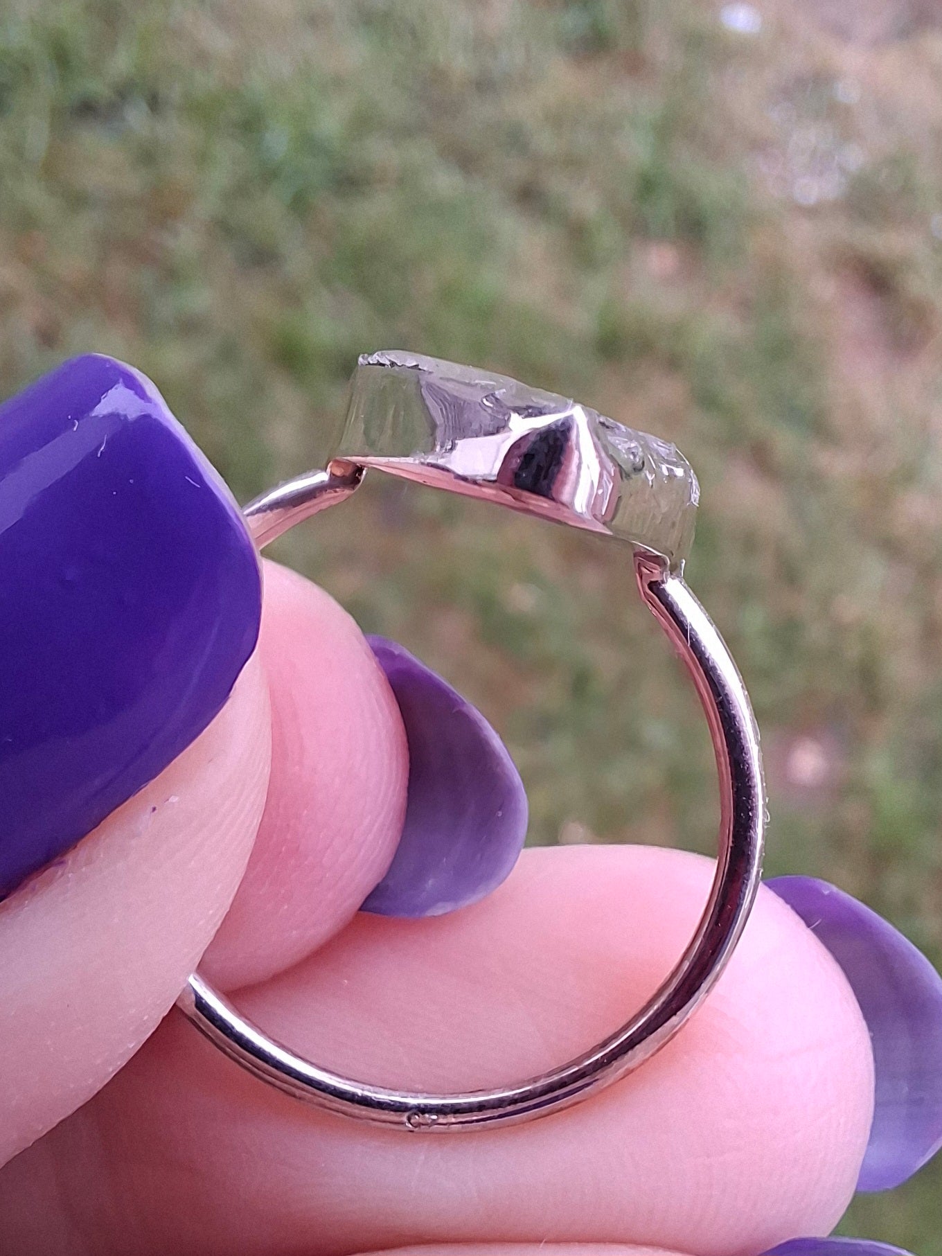 Libyan Desert Glass Ring, size large Q, 925 Silver, Tektite (Ref: LR35)