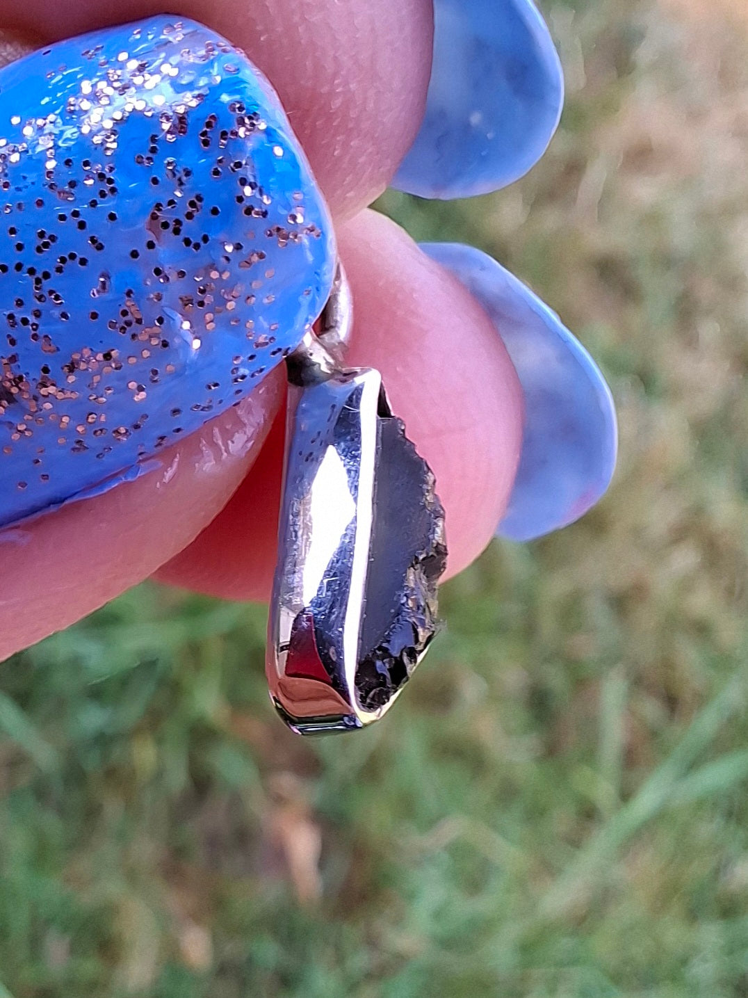 Moldavite Pendant, 925 Silver, Tektite (Ref: P33)