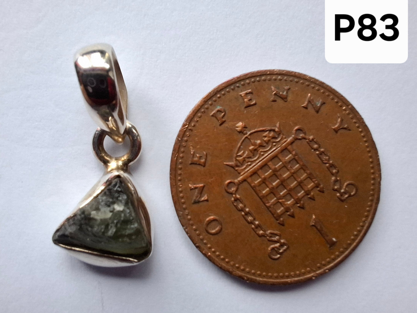 Moldavite Pendant, 925 Silver, Tektite (Ref: P83)