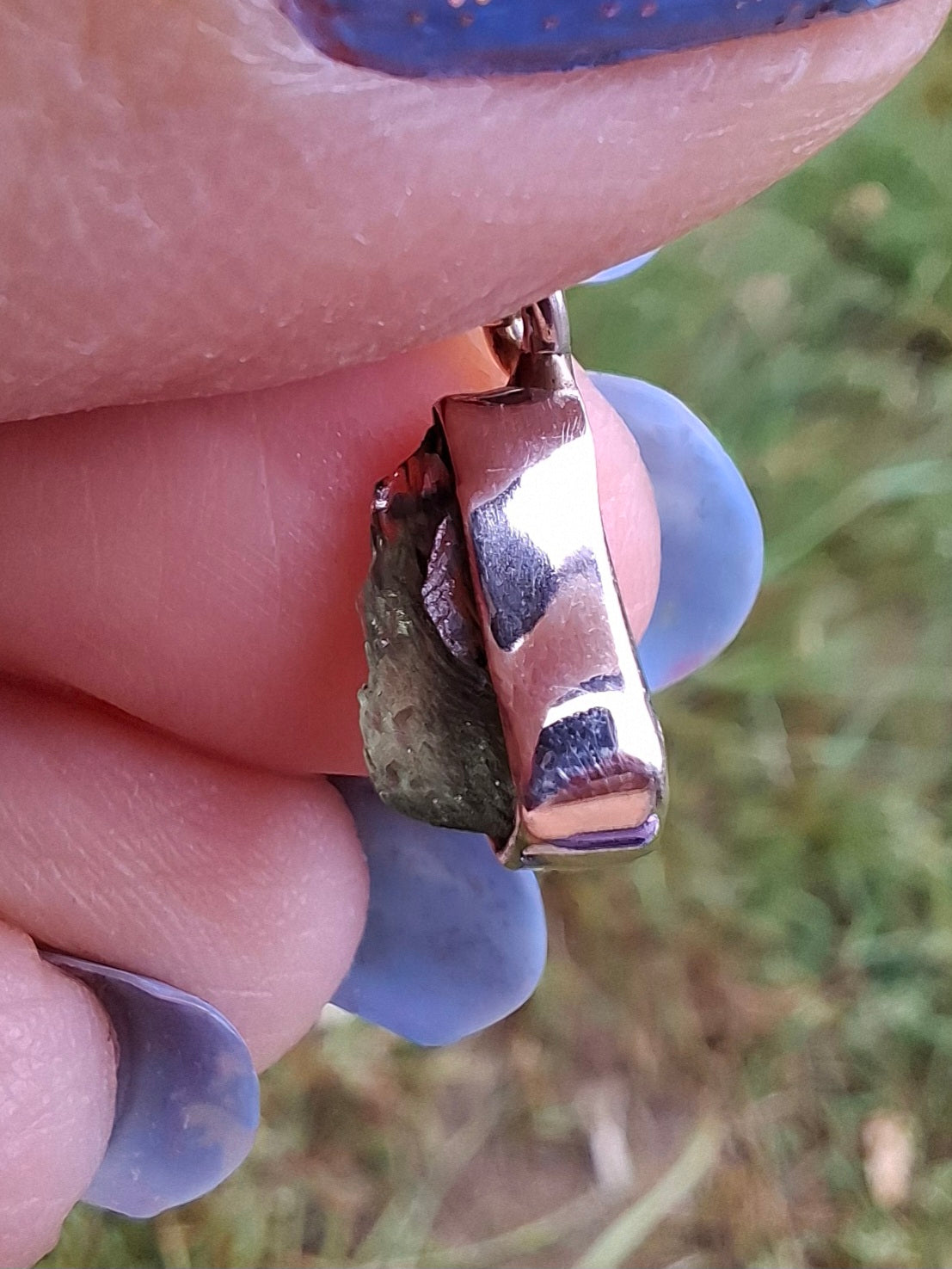 Moldavite Pendant, 925 Silver, Tektite (Ref: P67)