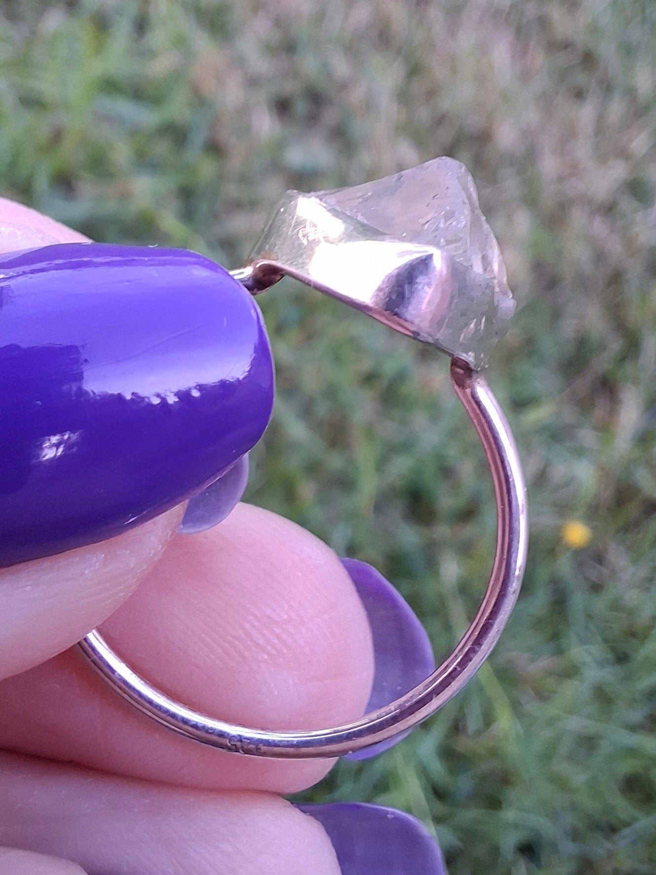 Libyan Desert Glass Ring, size large S, 925 Silver, Tektite (Ref: LR46)