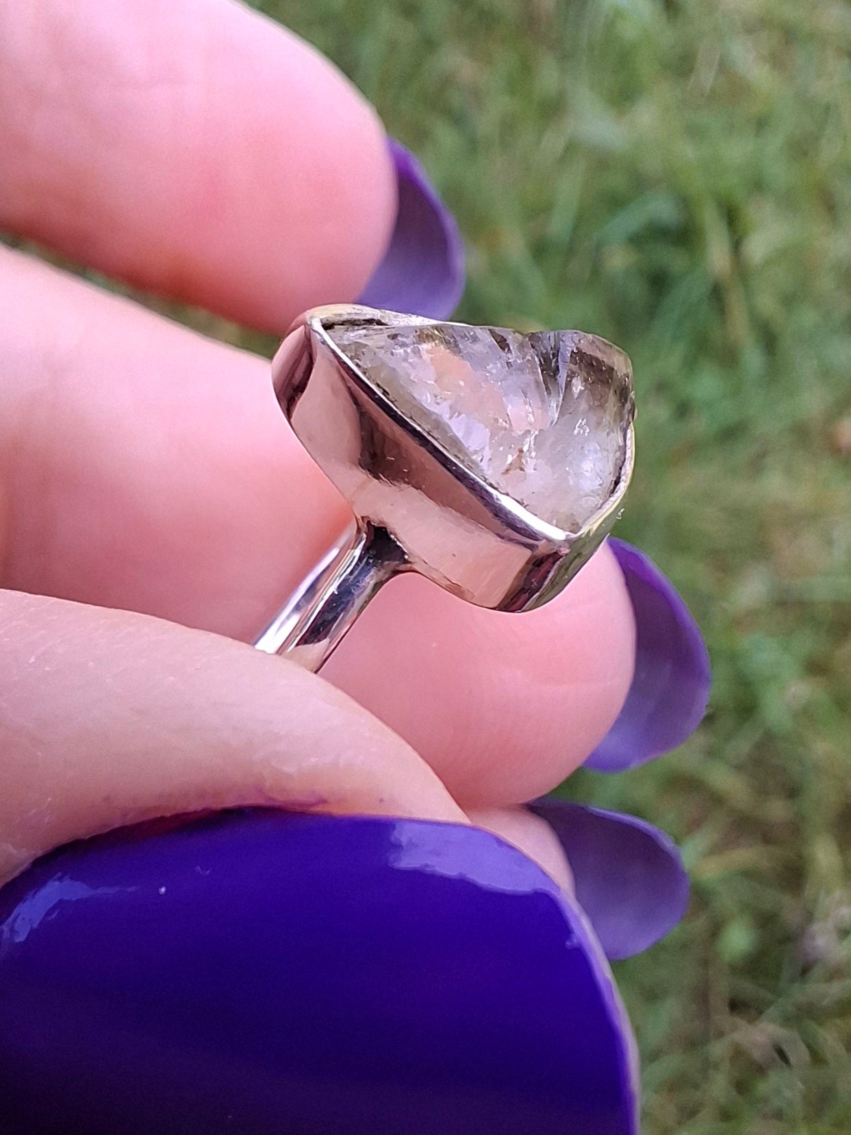 Libyan Desert Glass Ring, size large G, 925 Silver, Tektite (Ref: LR3)