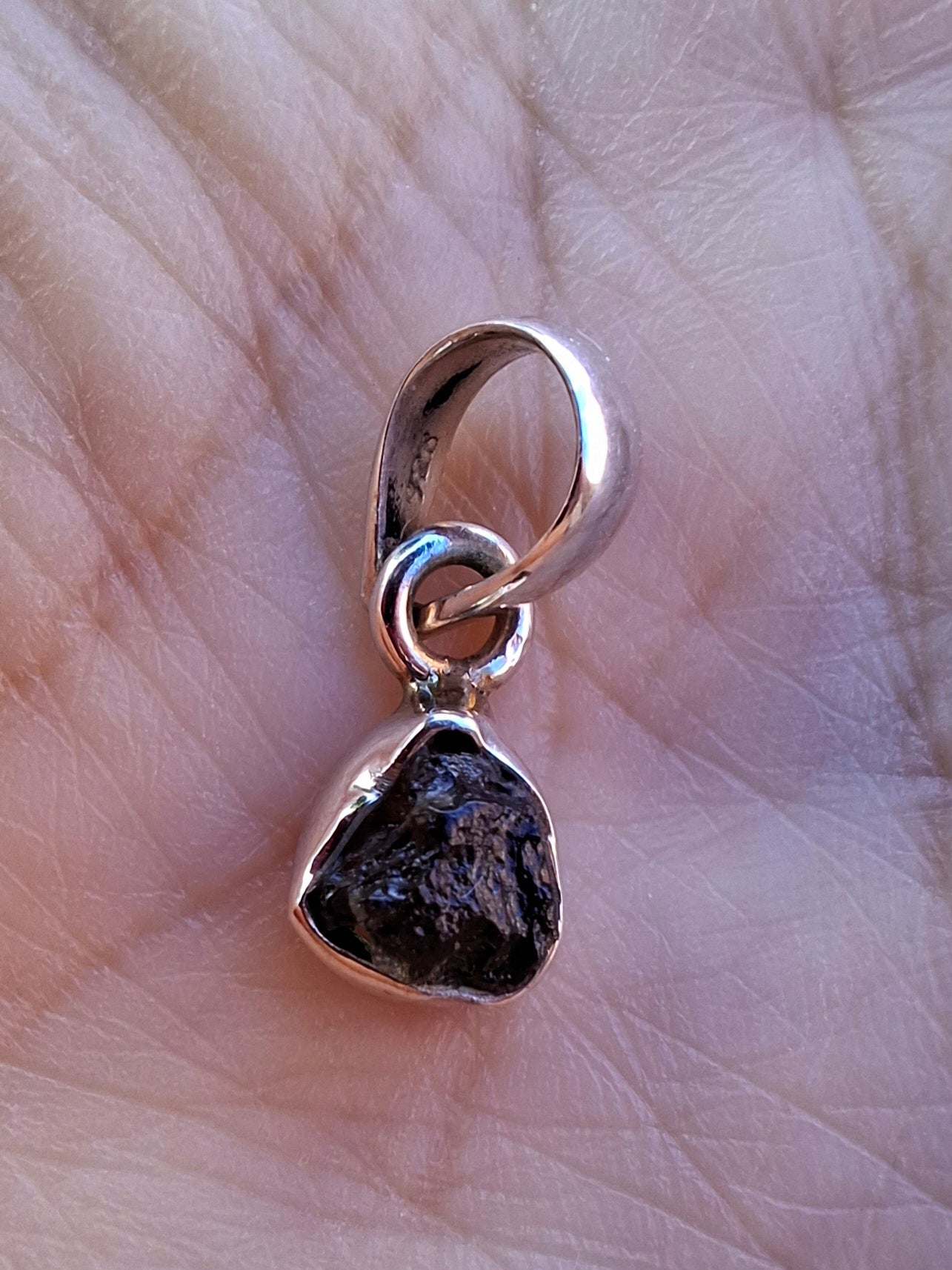 Moldavite Pendant, 925 Silver, Tektite (Ref: P96)