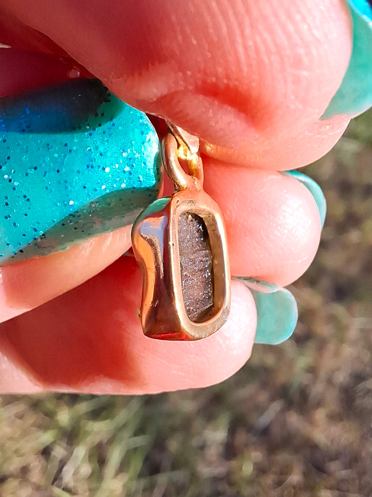 Moldavite Pendant, 14K GOLD Plated, Tektite (Ref: P453)
