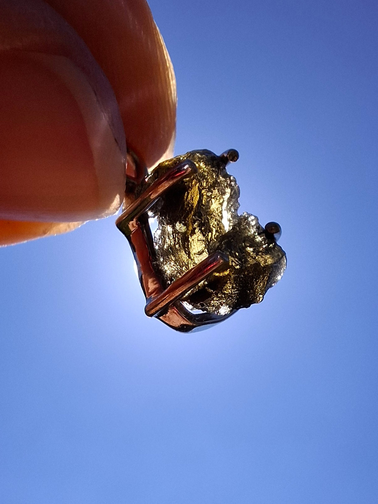 Moldavite Claw Pendant, 925 Silver, Tektite (Ref: P21)