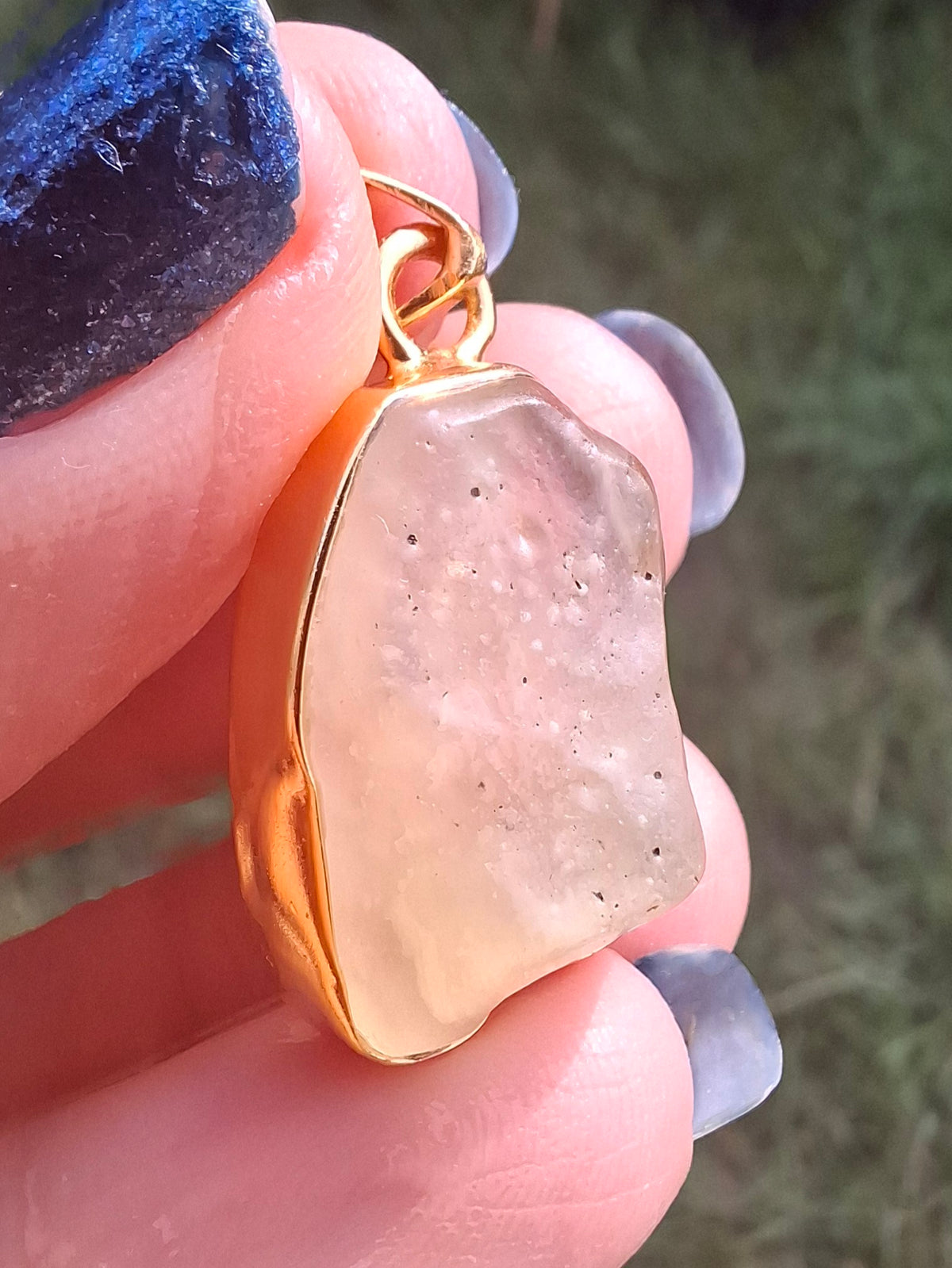 Libyan Desert Glass Pendant, 14K GOLD Plated, Tektite (Ref: LP123)