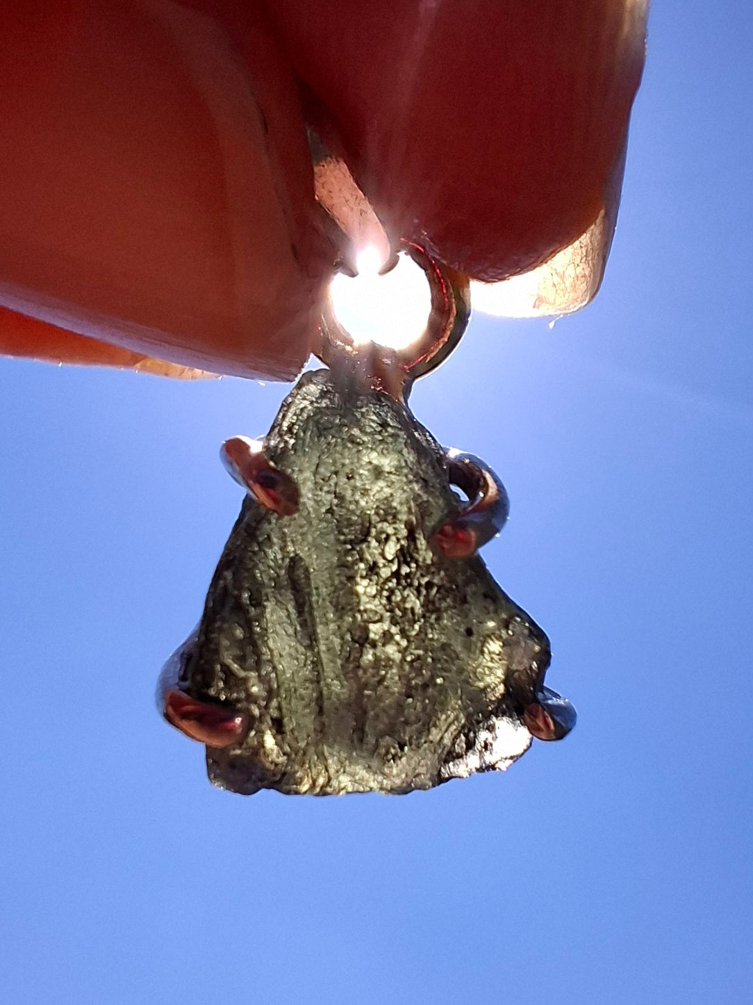 Moldavite Claw Pendant, 925 Silver, Tektite (Ref: P22)