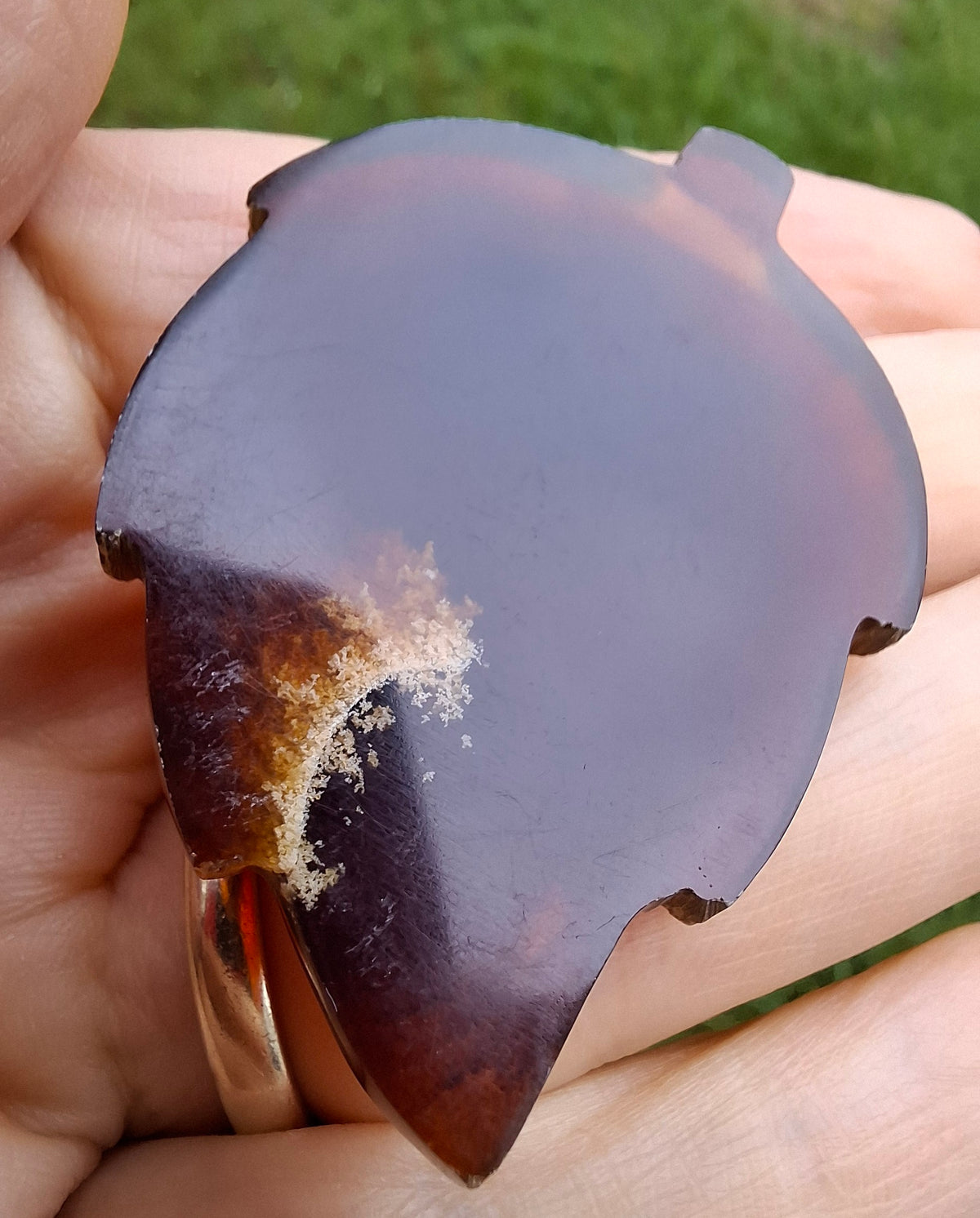 Red Amber Leaf Carving, 7.65g, Fossil (Ref: Leaf9)