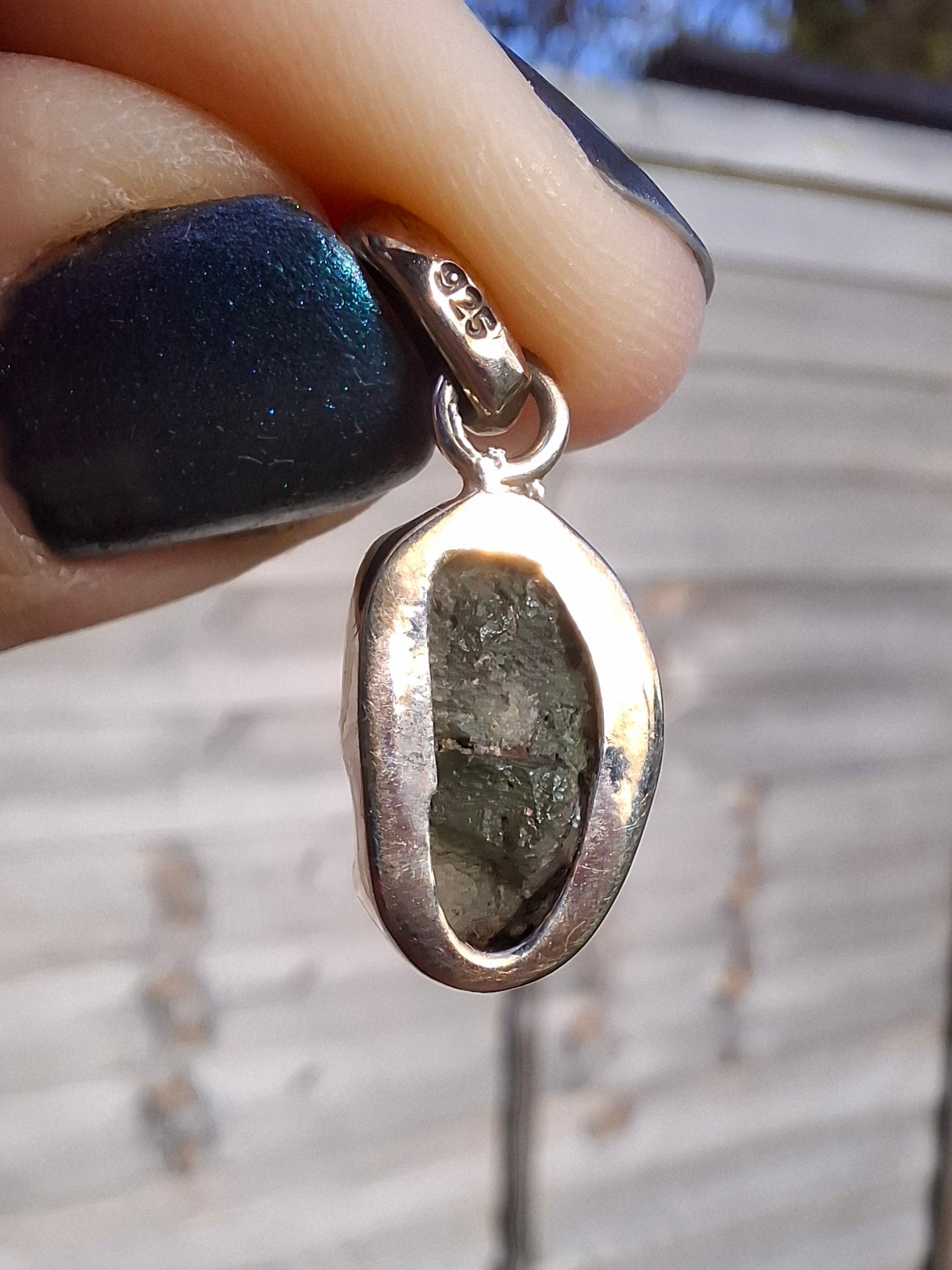 Moldavite PENDANT, 925 Silver, Tektite (Ref: P1)